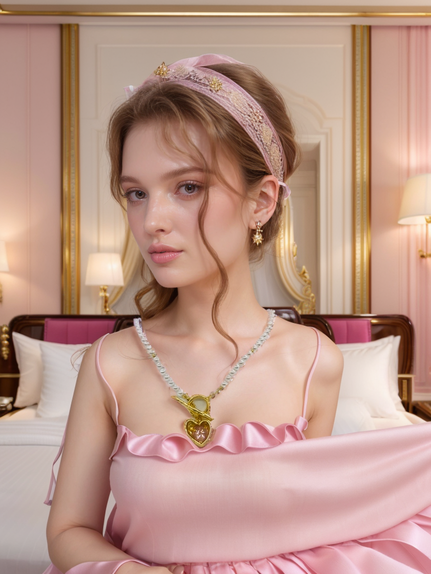 Barbie Princess heart pearl necklace