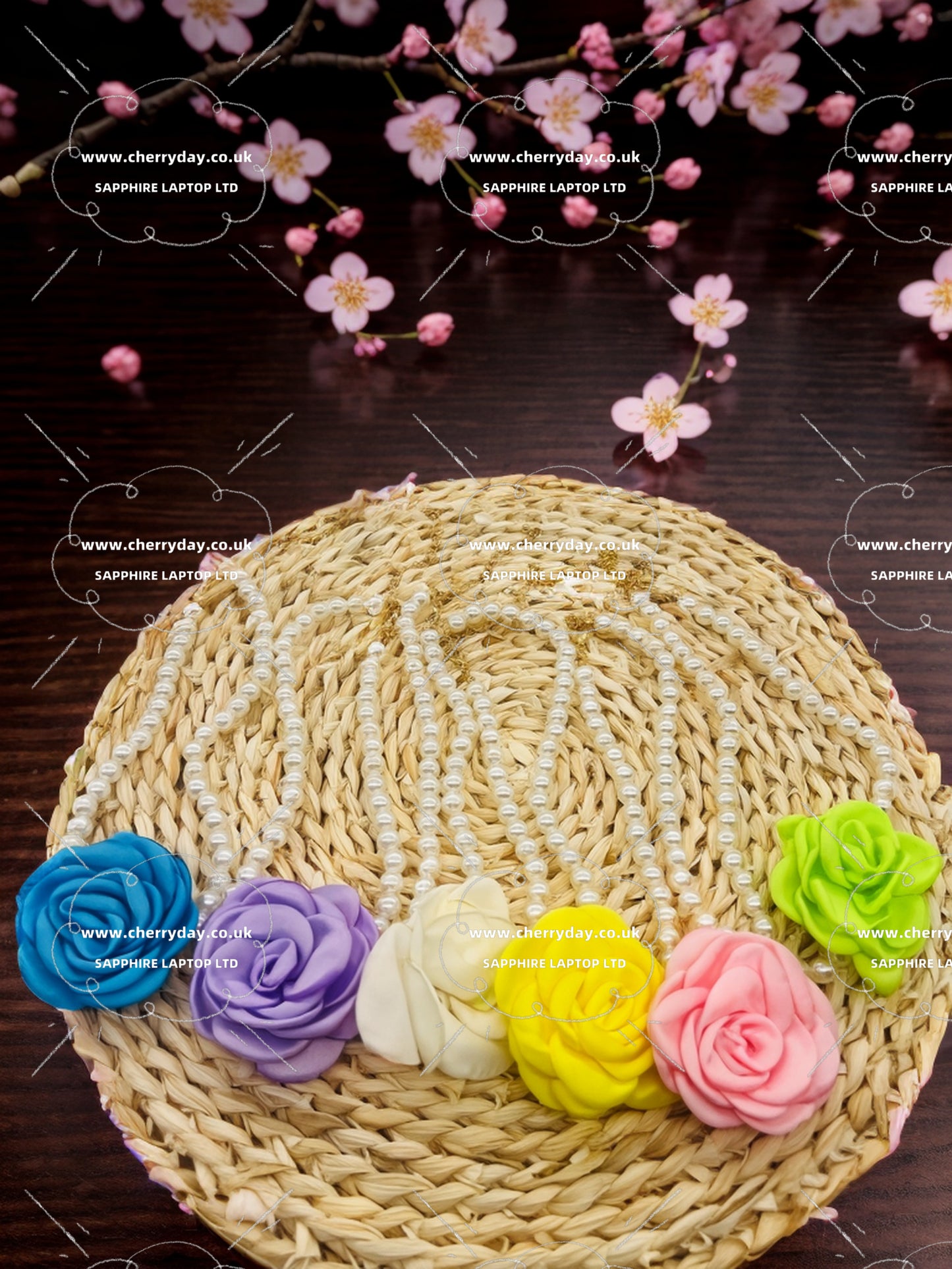 Colourful flower pearl necklace