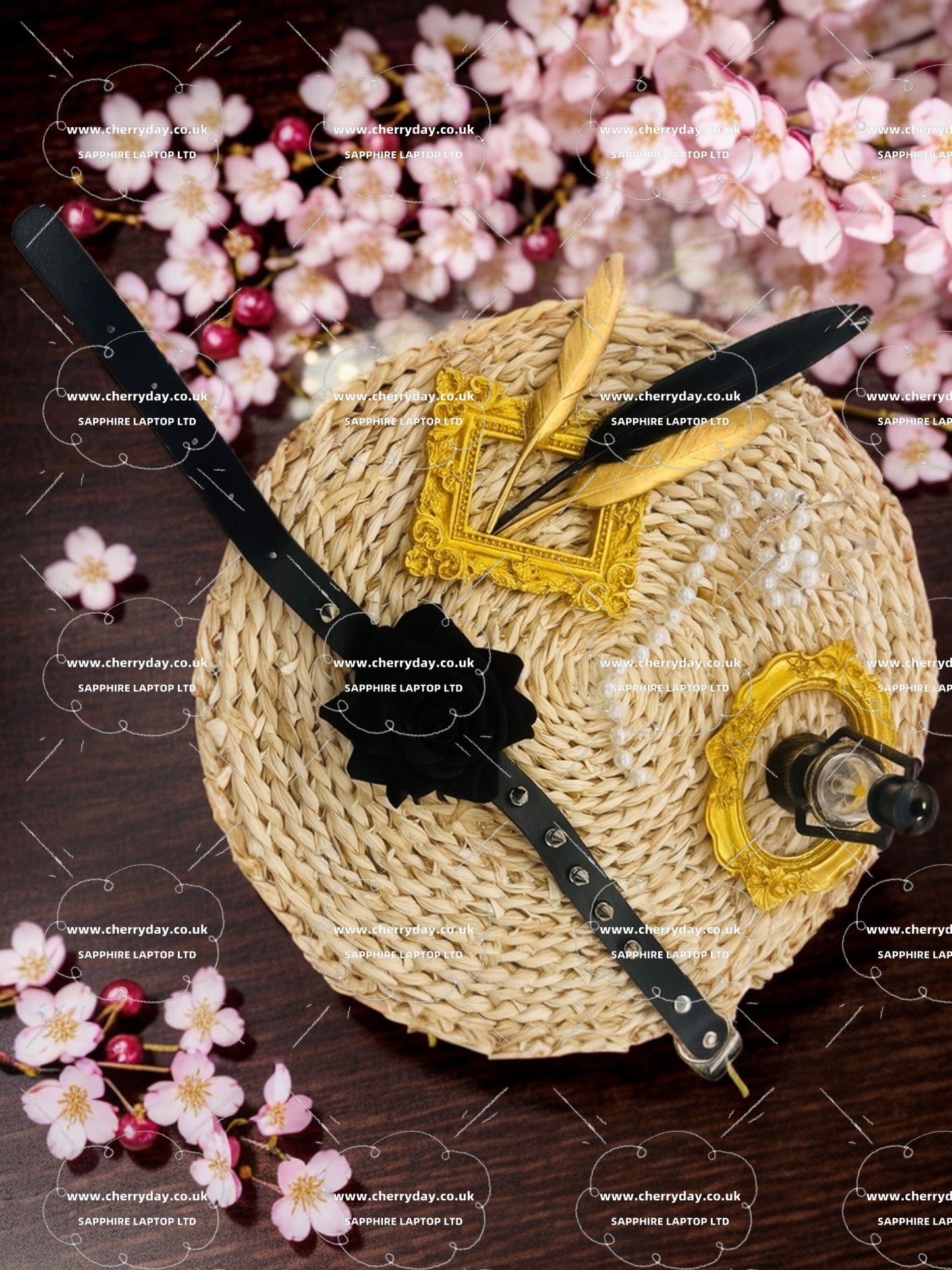 Rose punk leather necklace