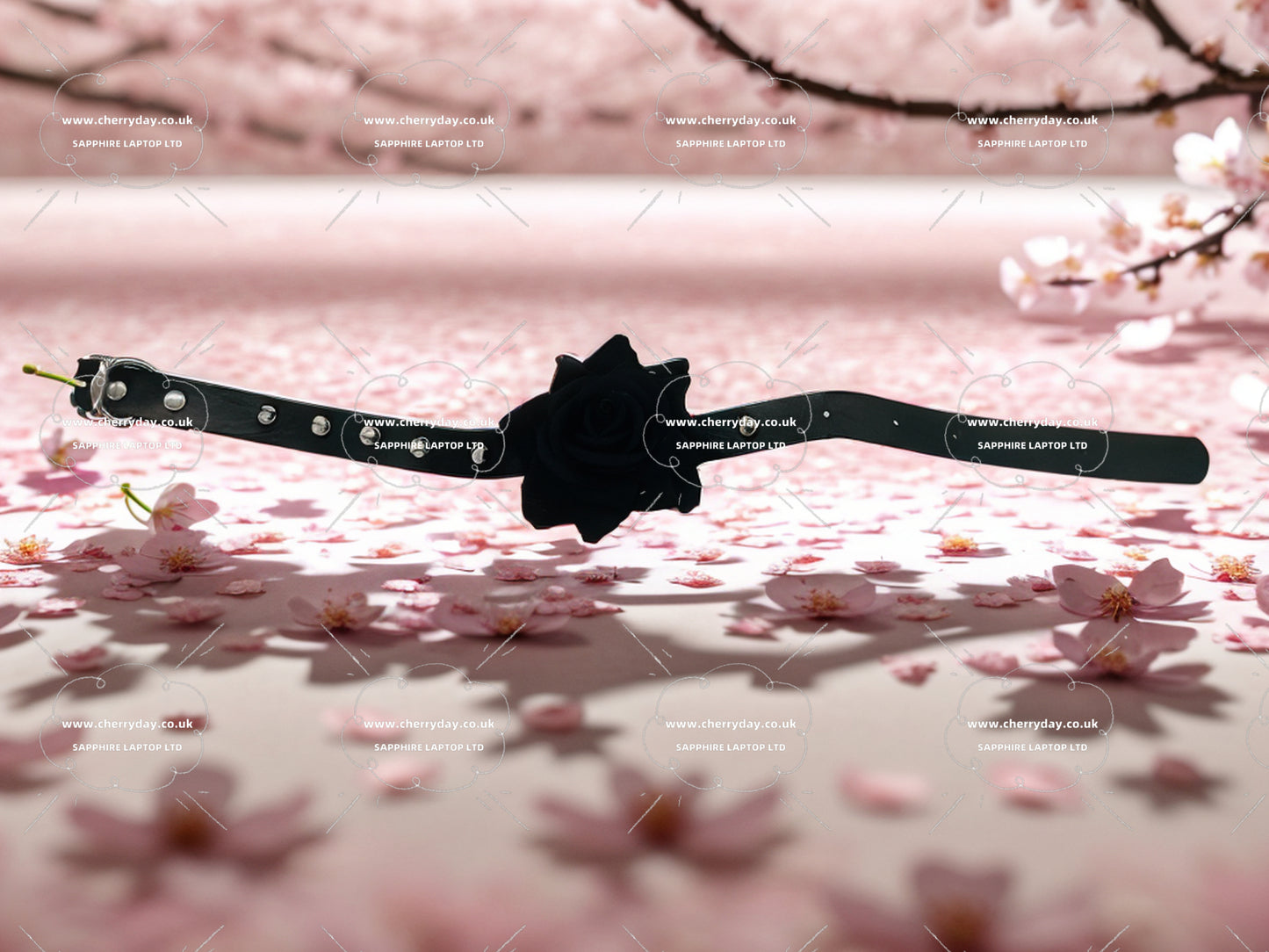 Rose punk leather necklace