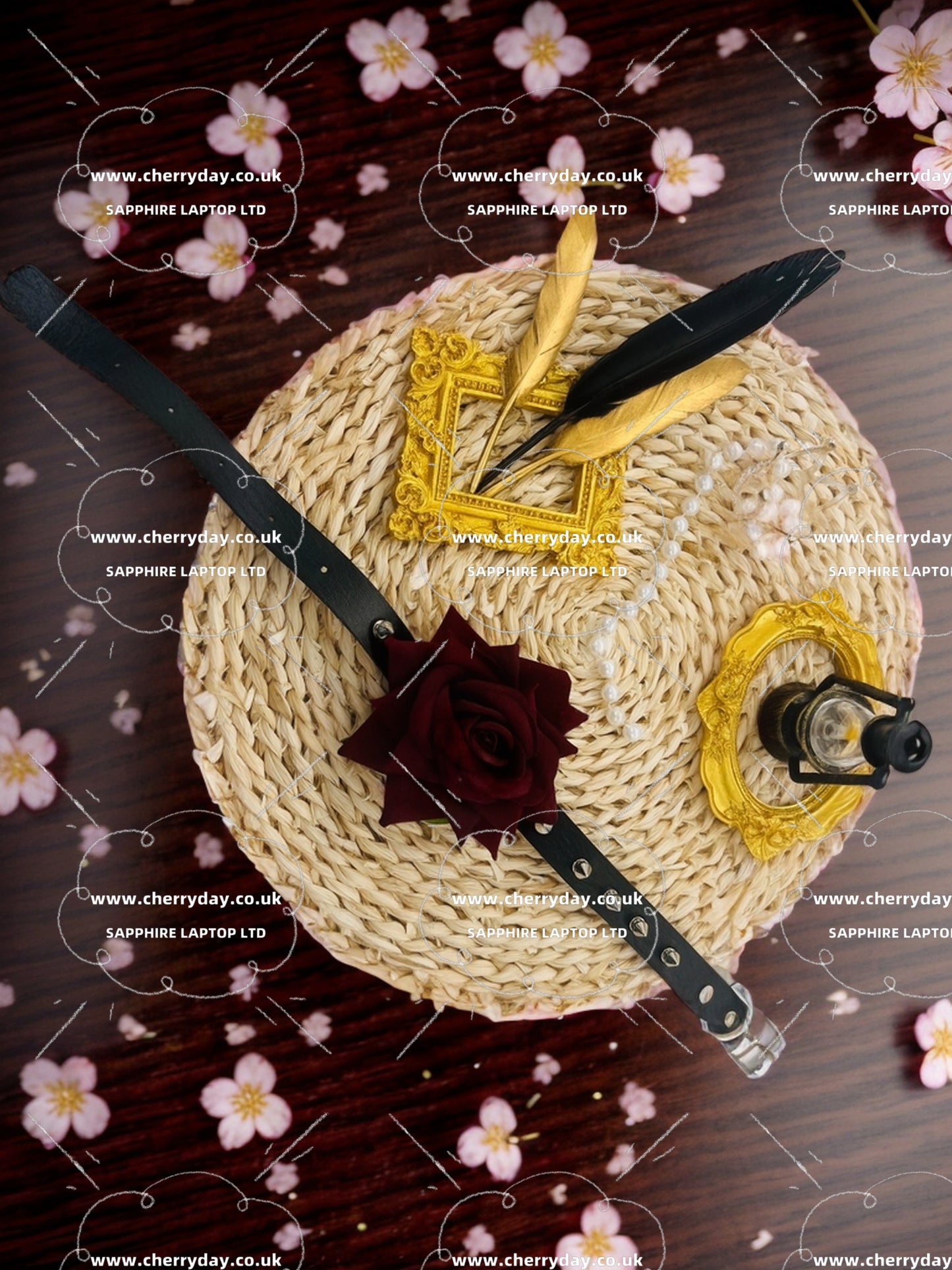 Rose punk leather necklace
