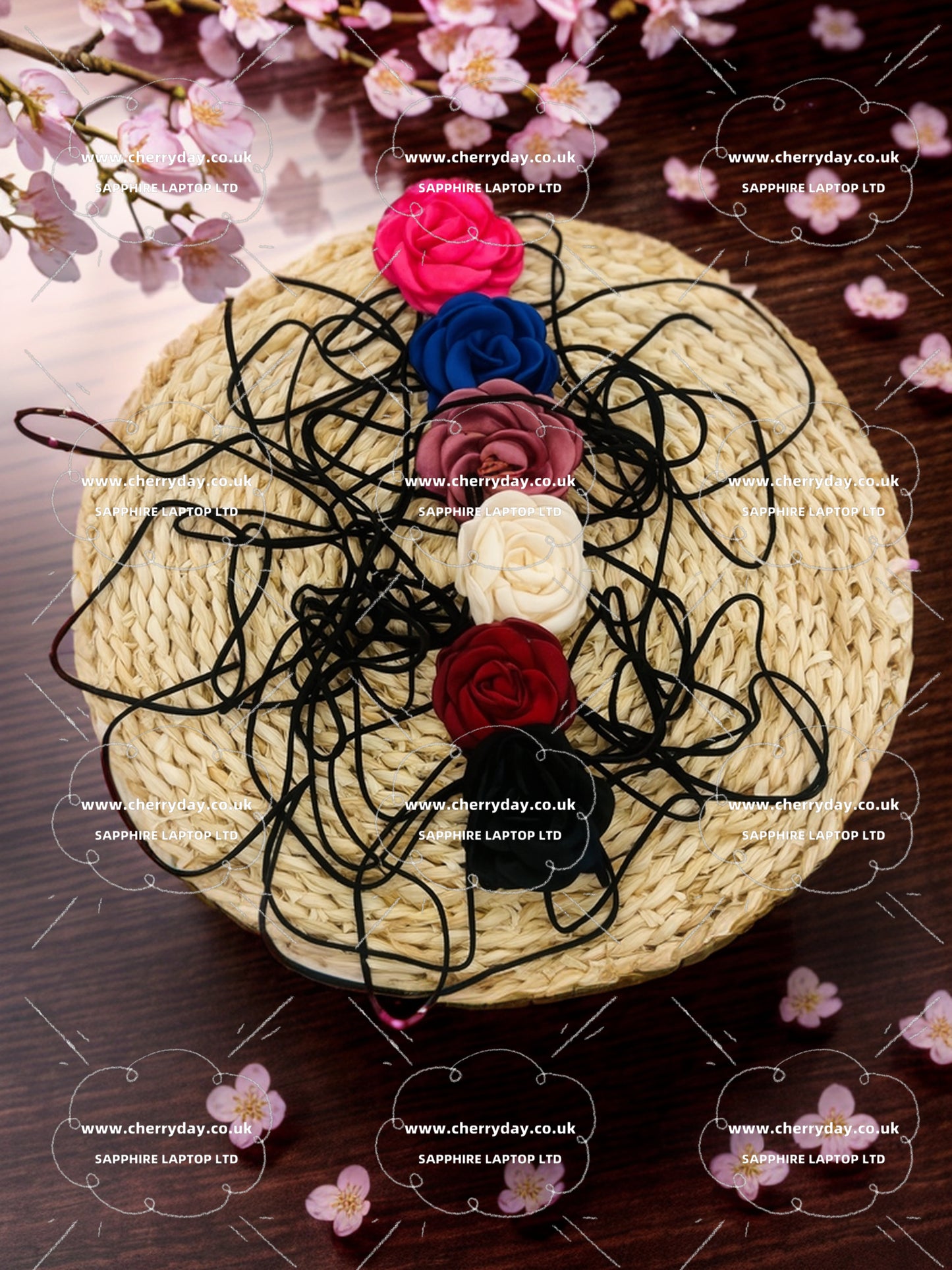 Colourful flower strap necklace