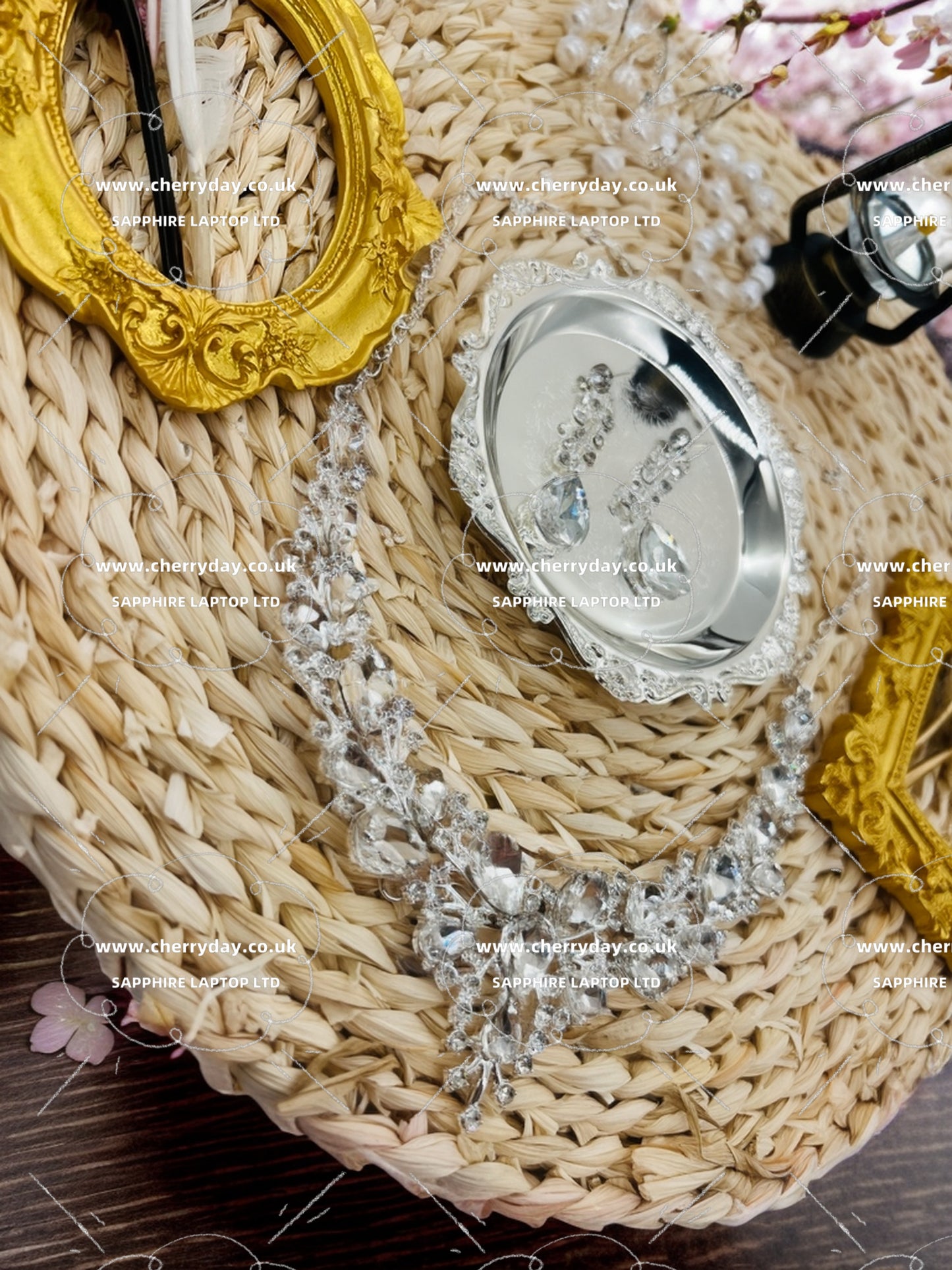 Monet Garden rhinestone necklace&earrings set
