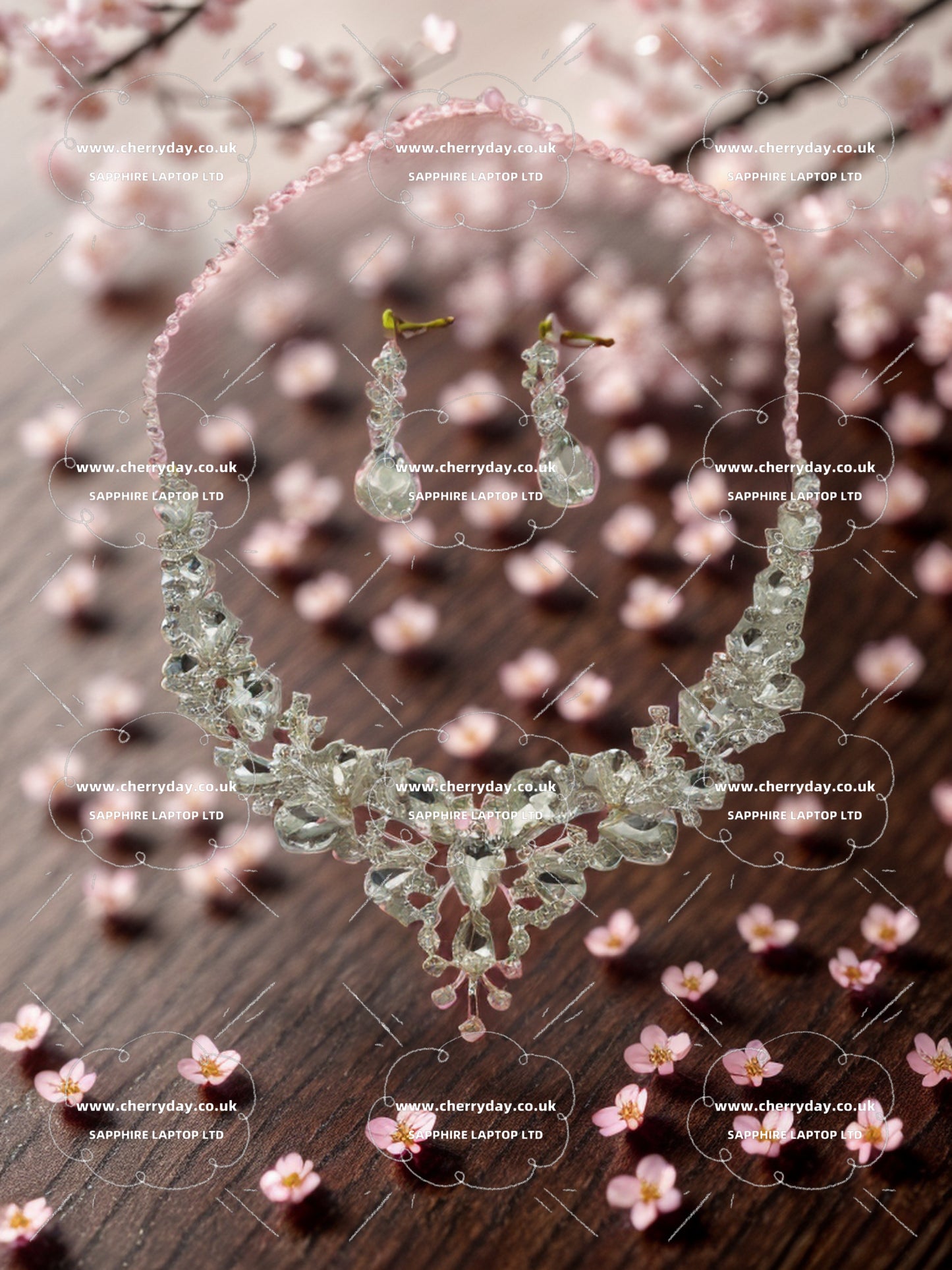 Monet Garden rhinestone necklace&earrings set