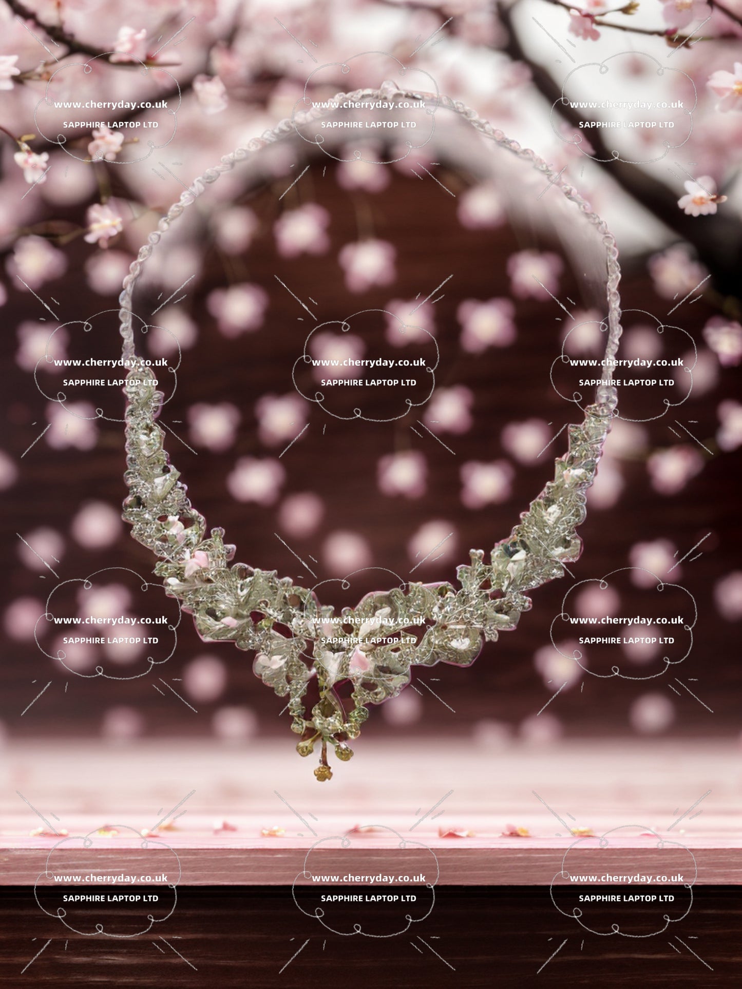 Monet Garden rhinestone necklace&earrings set