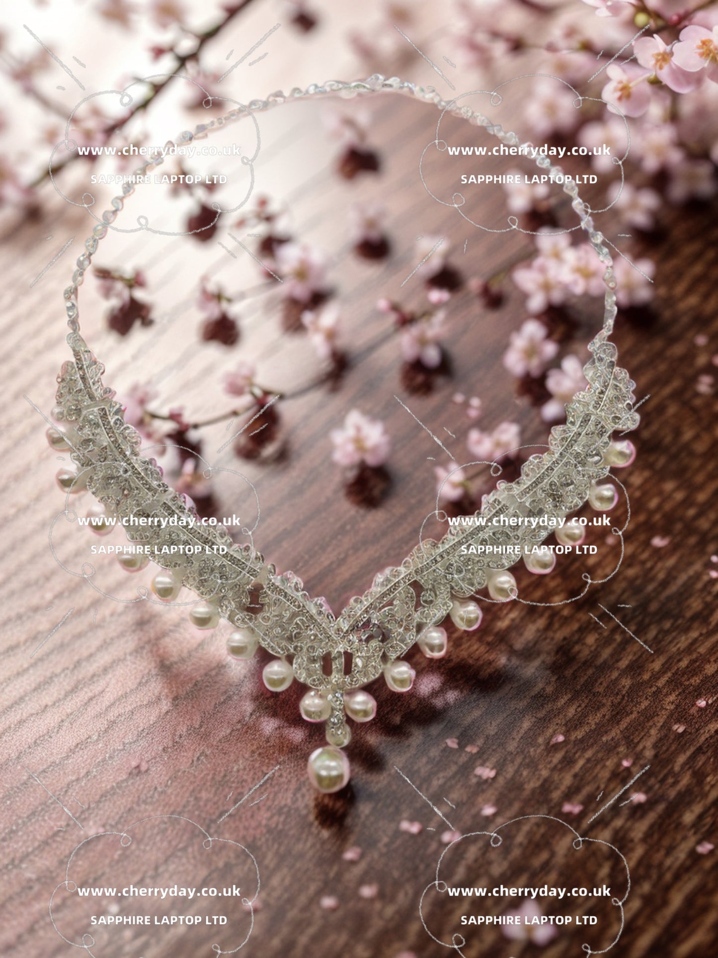 Sea stars pearl-rhinestone necklace&earrings set