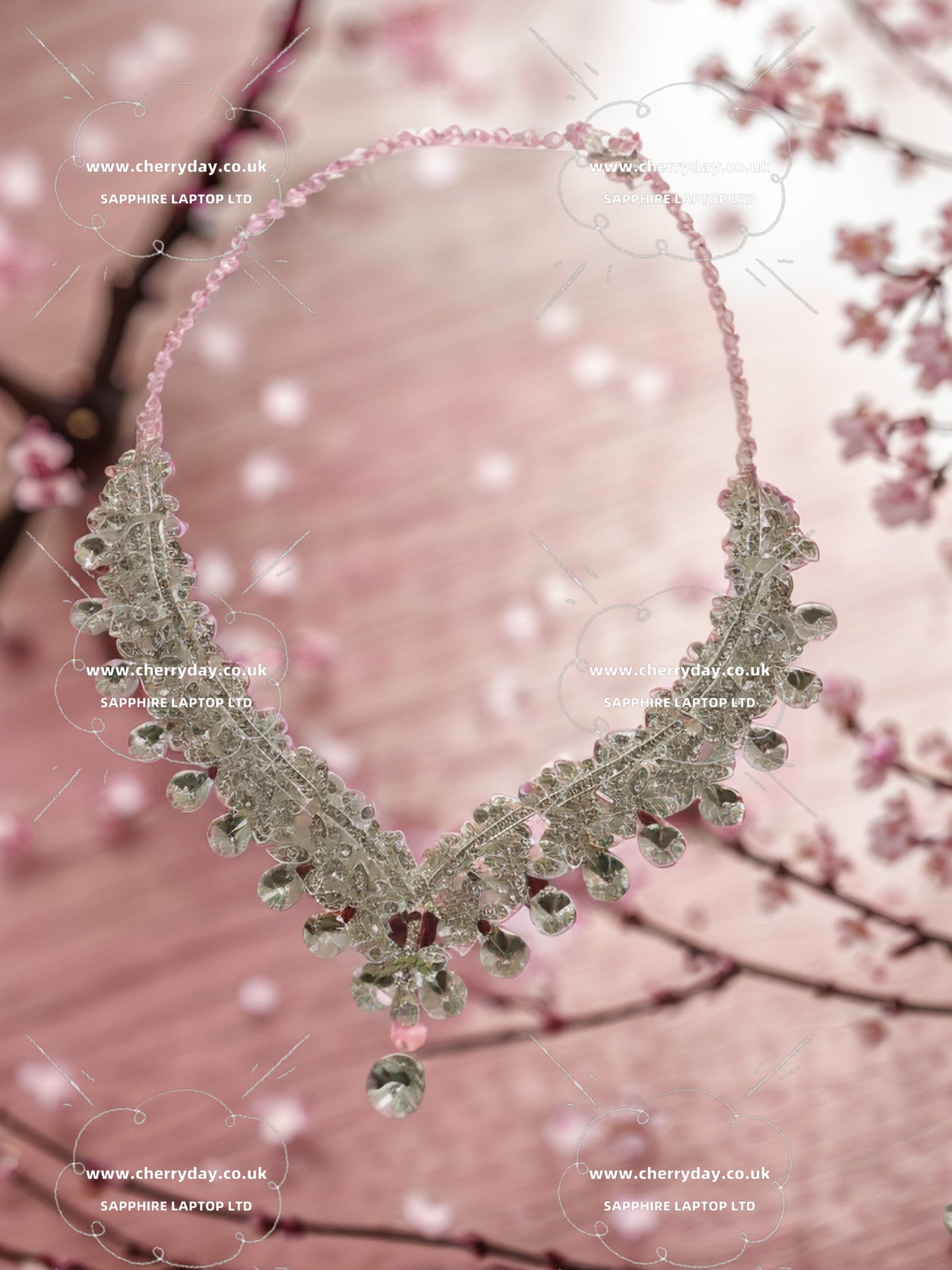 Dew of Clover rhinestone necklace&earrings set