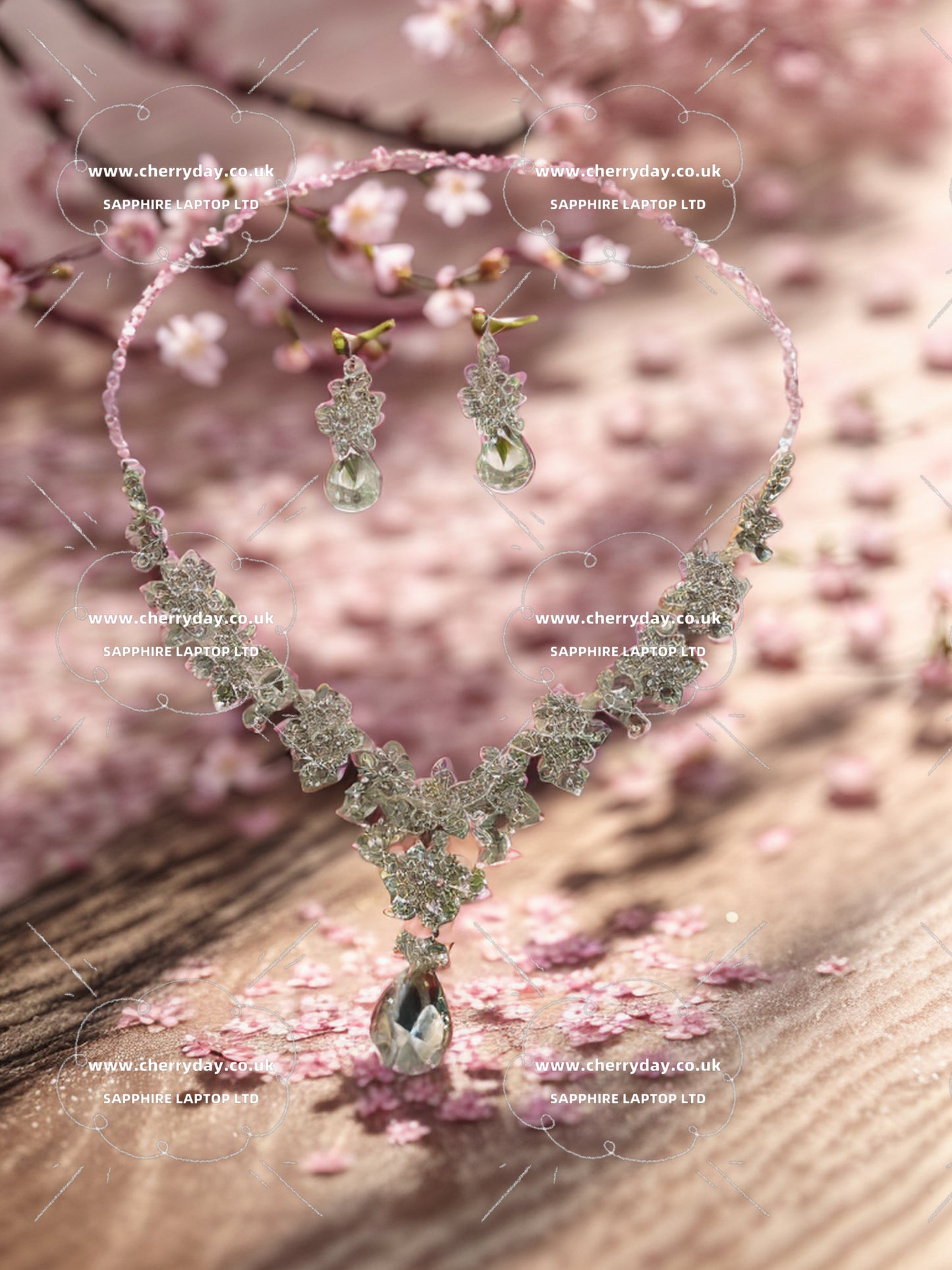 Primrose rhinestone necklace&earrings set