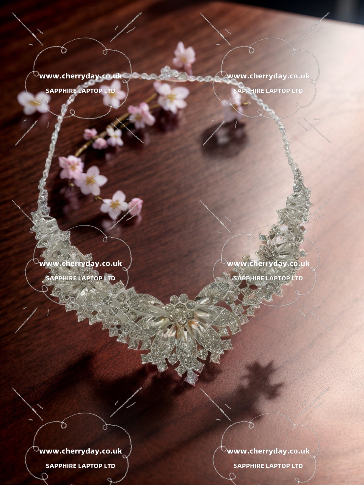 Daisy rhinestone necklace&earrings set