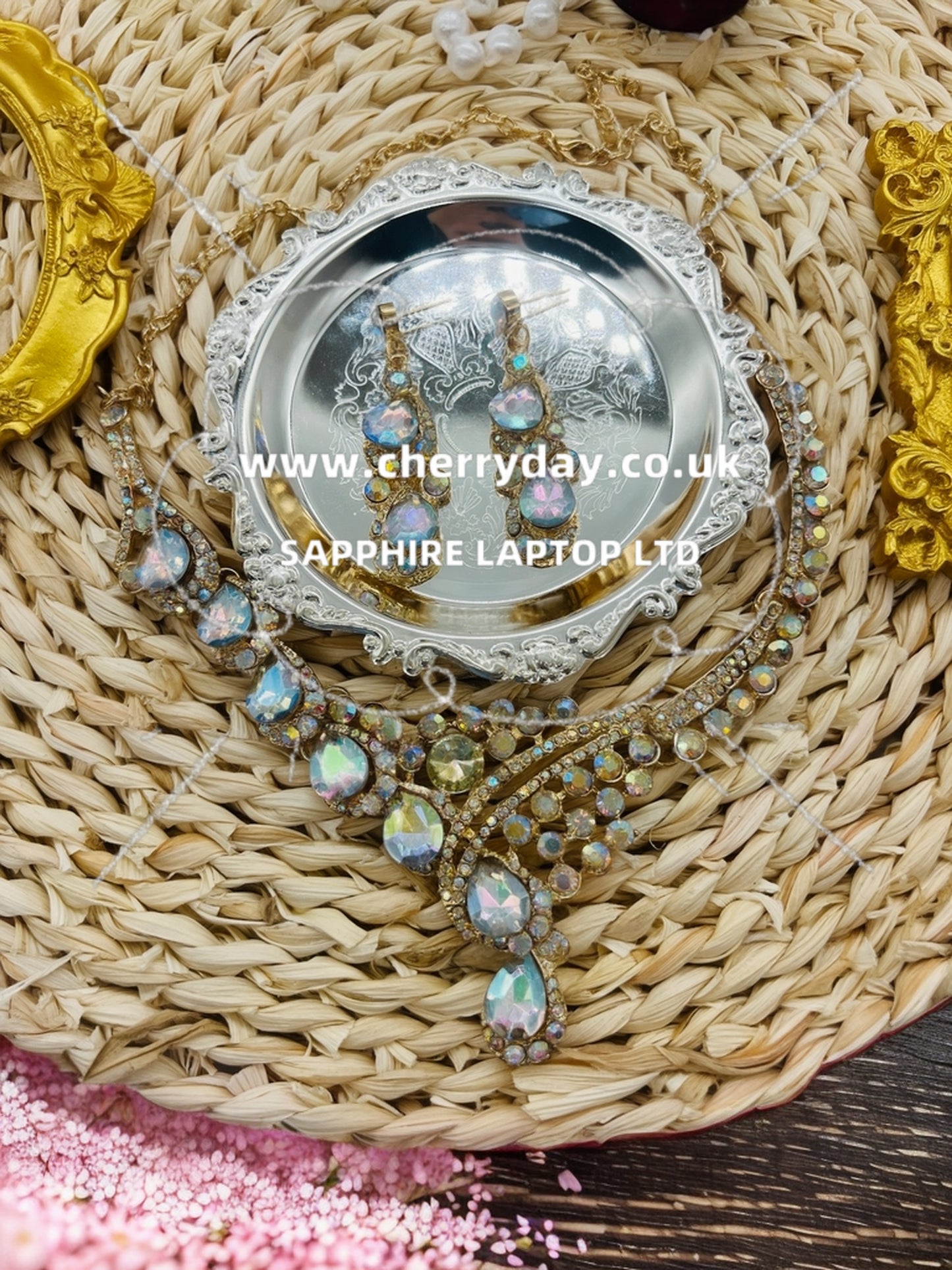 Galaxy colourful diamonds necklace&earrings set