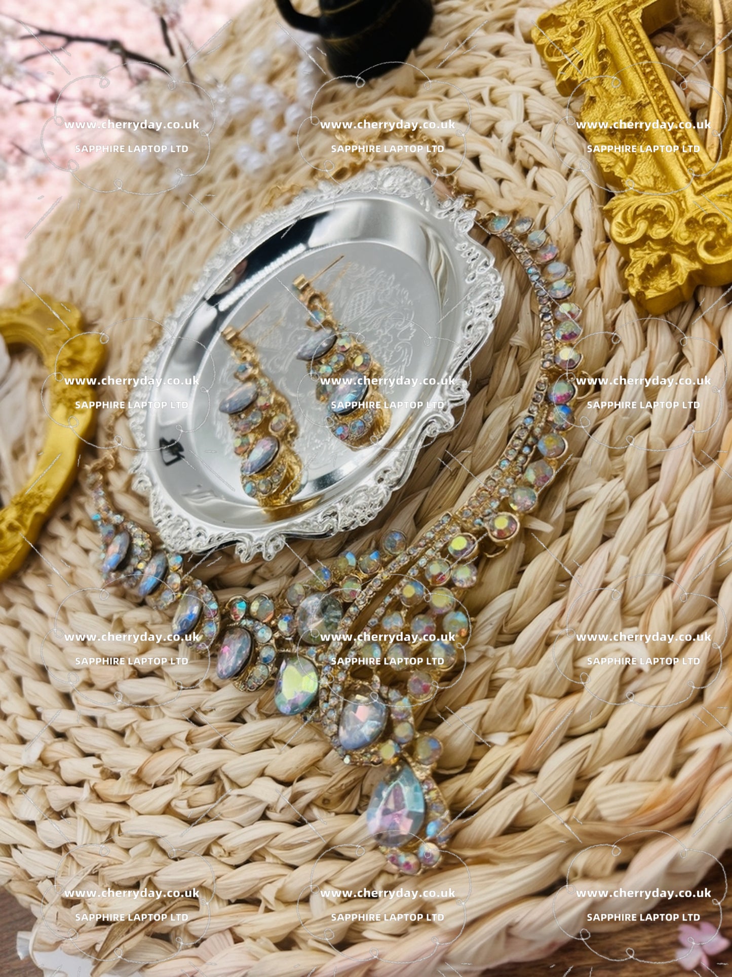 Galaxy colourful diamonds necklace&earrings set