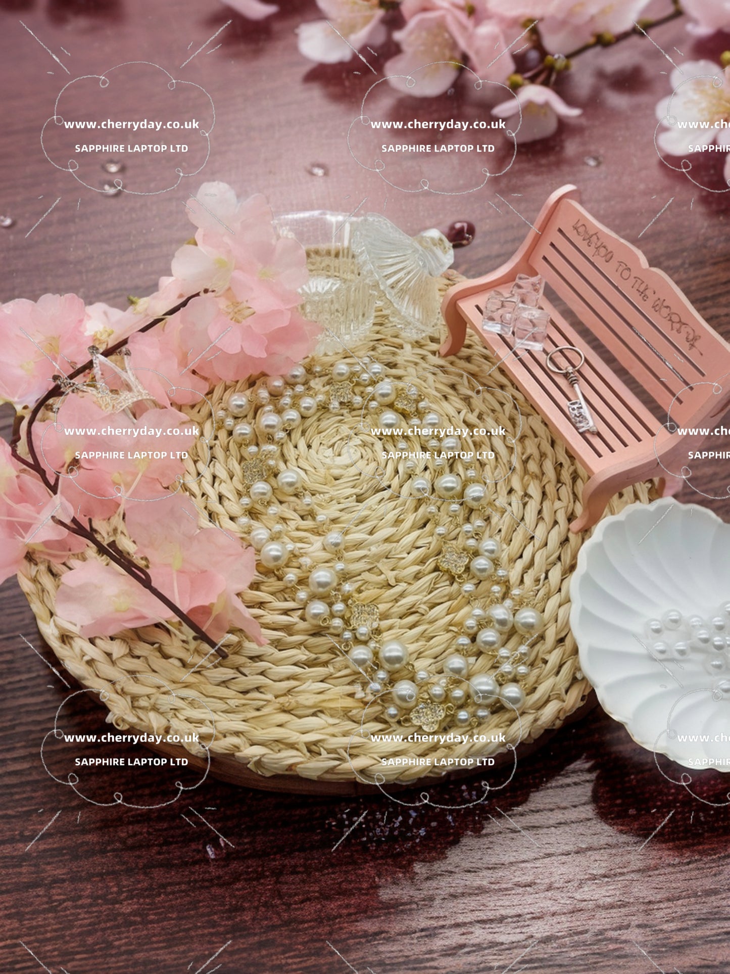White clover flowers sweater pearl necklace