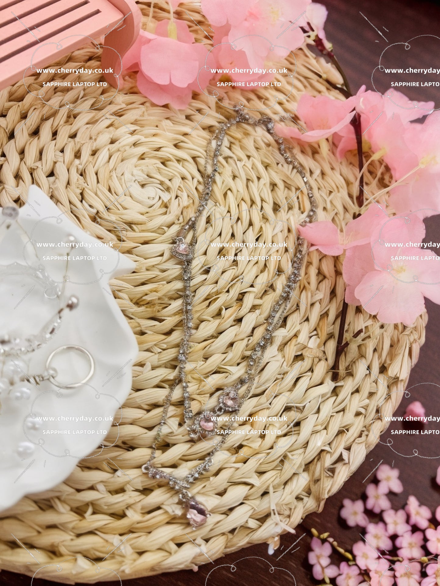 Pink diamond irregular double layers necklace