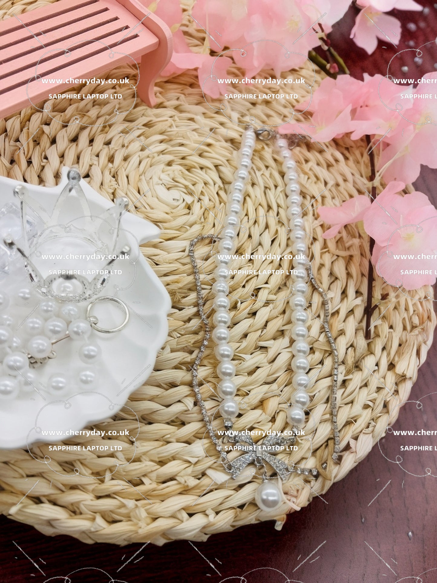 Bow pearl double layer necklace