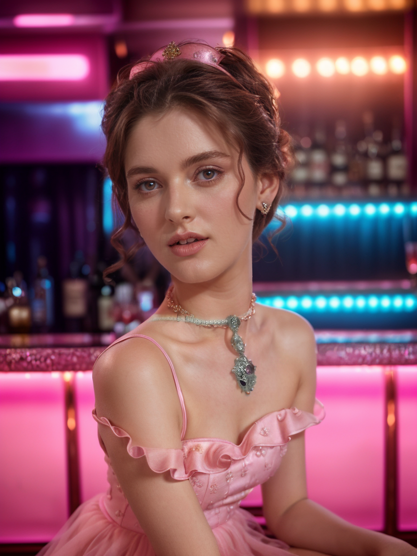 Queen Medusa pink diamond necklace