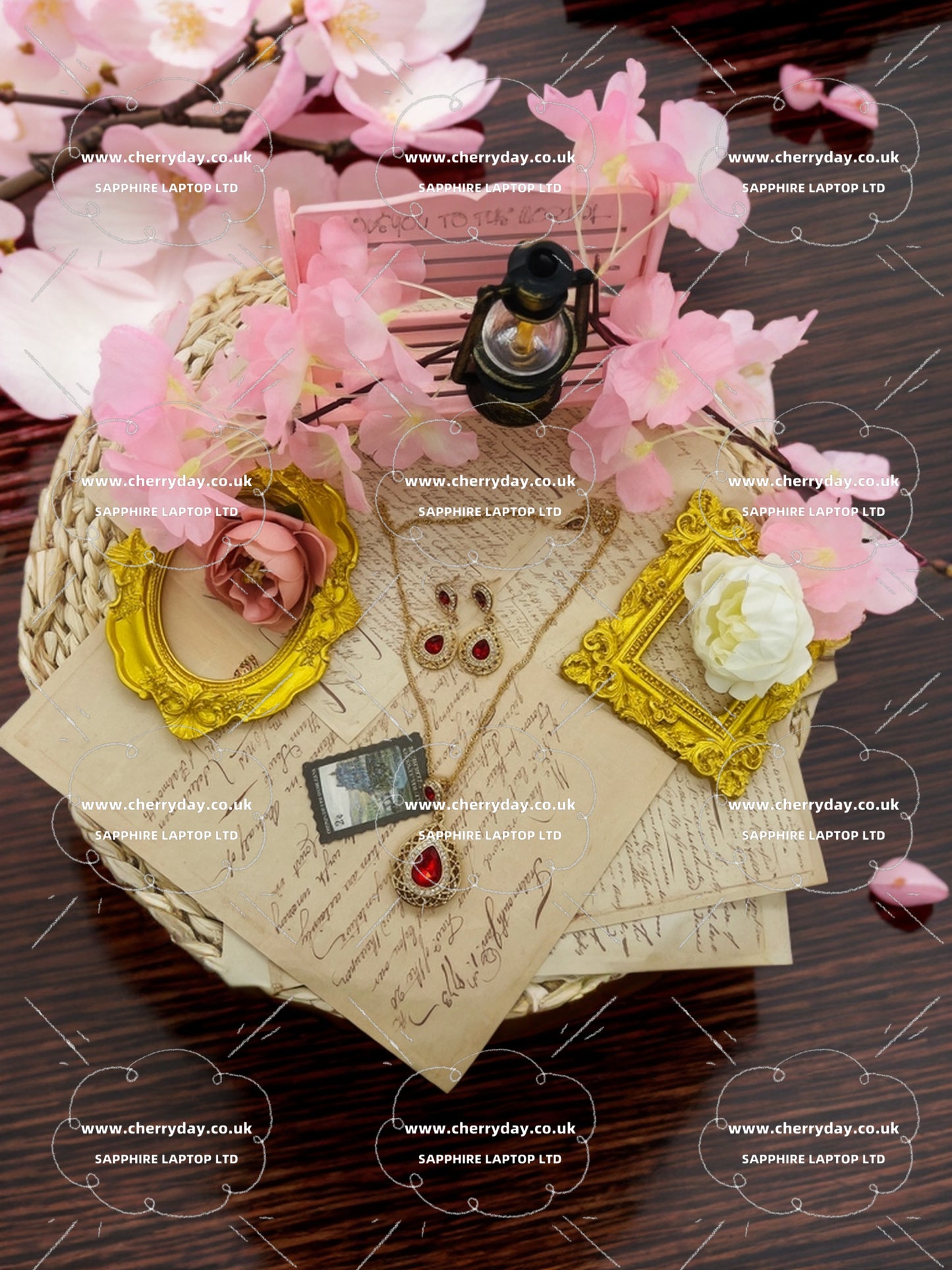 Dewdrop gem earrings&necklace