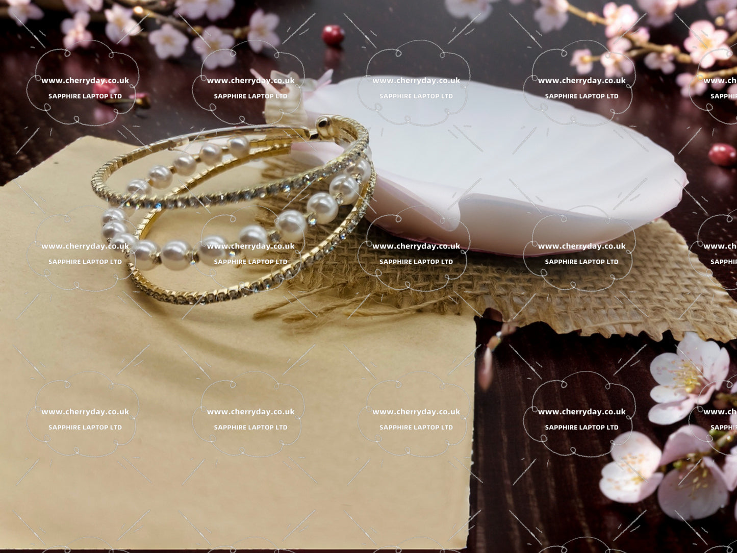 Pearl-rhinestone triple layer bracelet