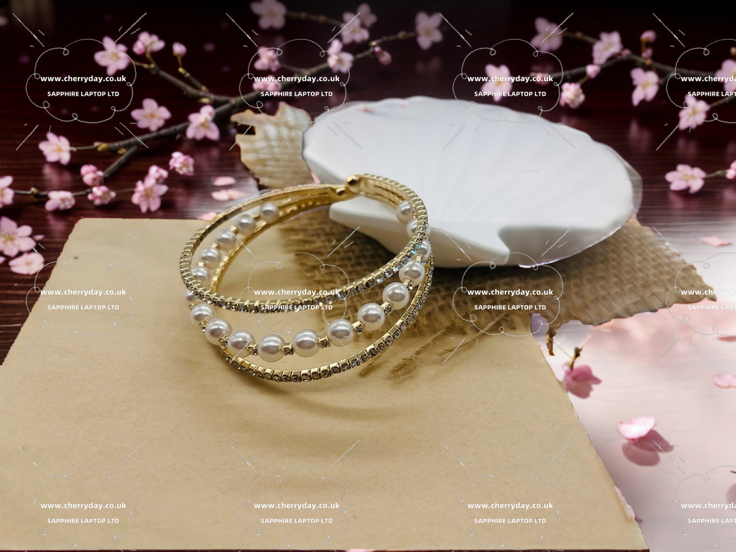 Pearl-rhinestone triple layer bracelet