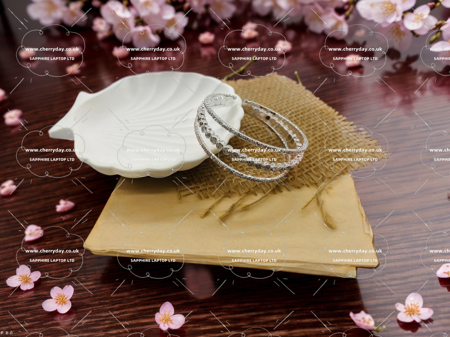 Silver diamond triple layer bracelet