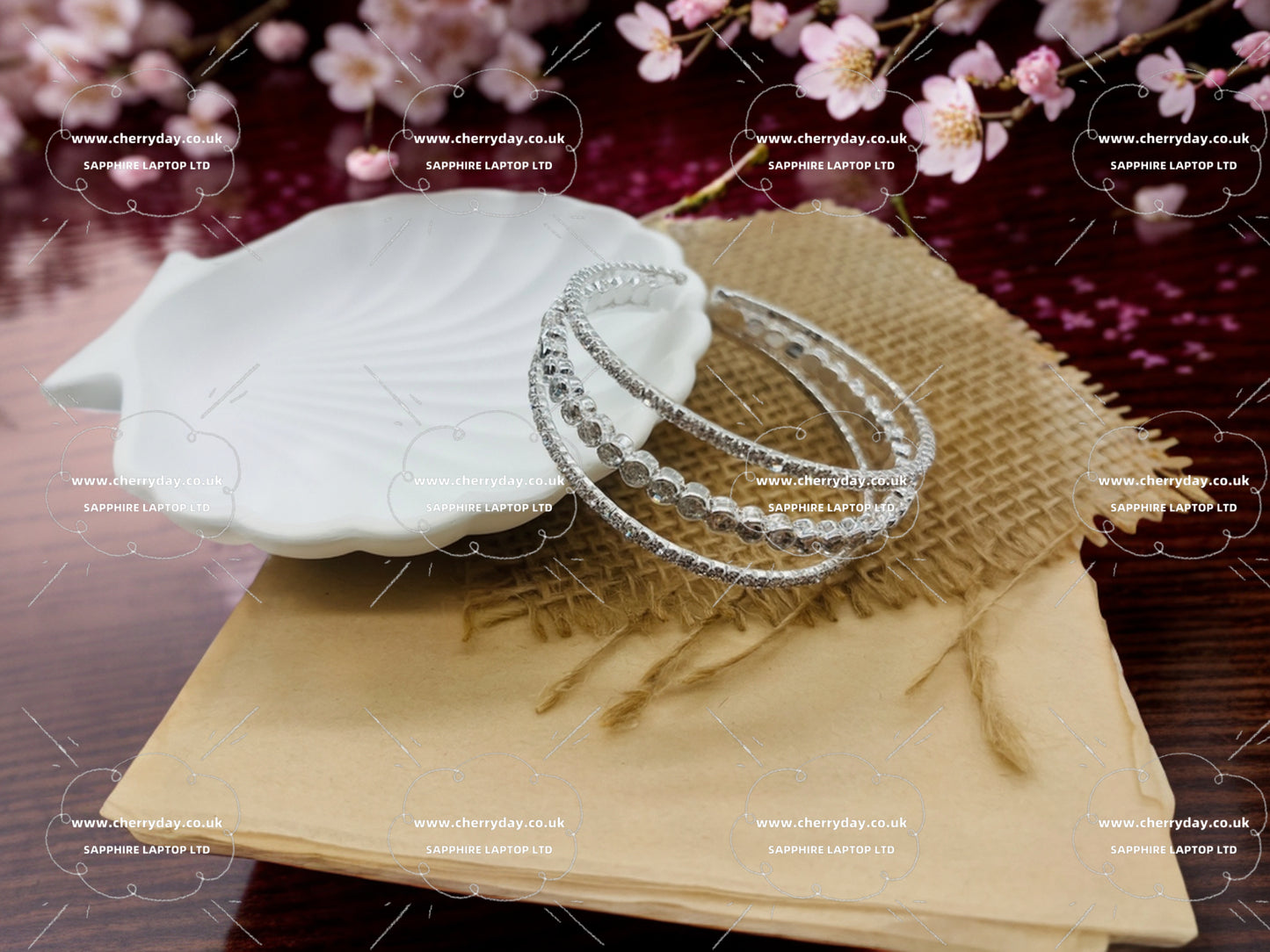 Silver diamond triple layer bracelet