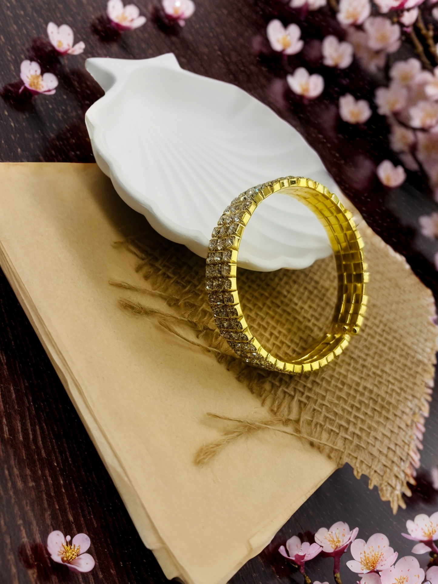 Triple layered silver diamond gold bracelet