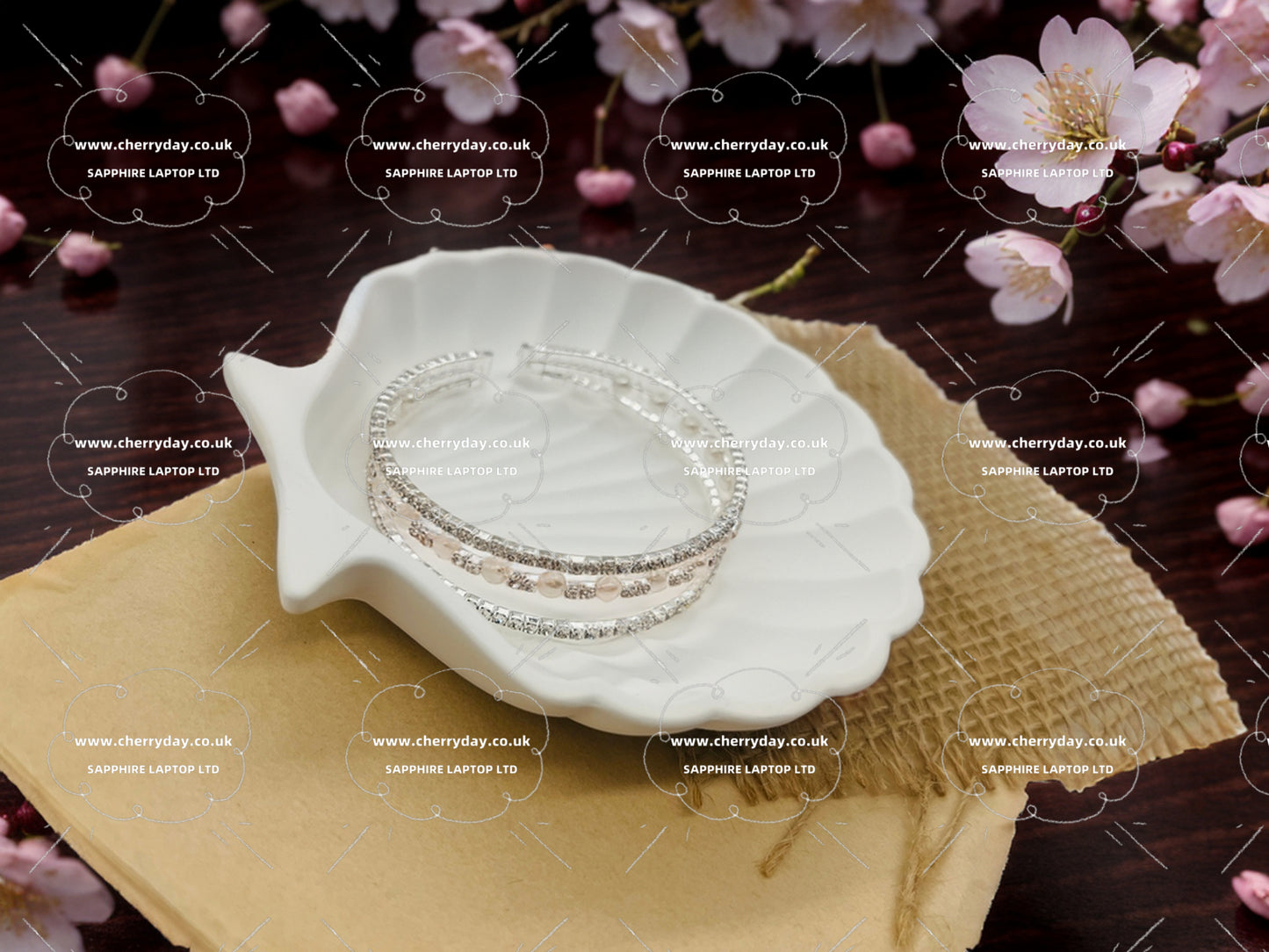 Triple rhinestone pearl bracelet