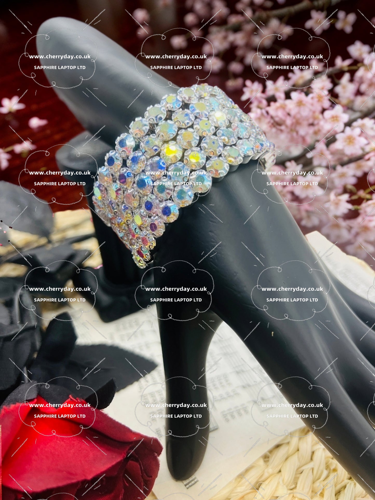 Five-layer colourful diamond bracelet