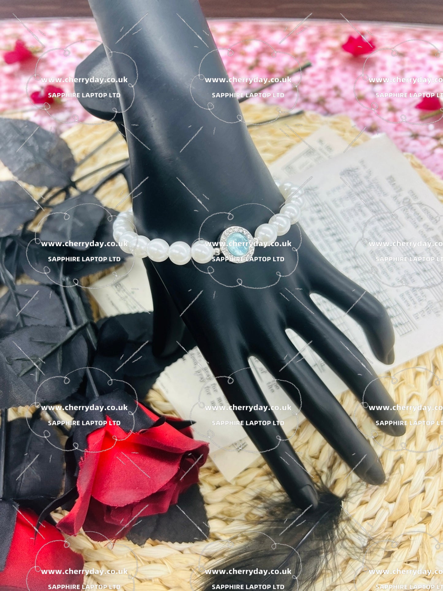 Sea salt blue diamond pearl bracelet