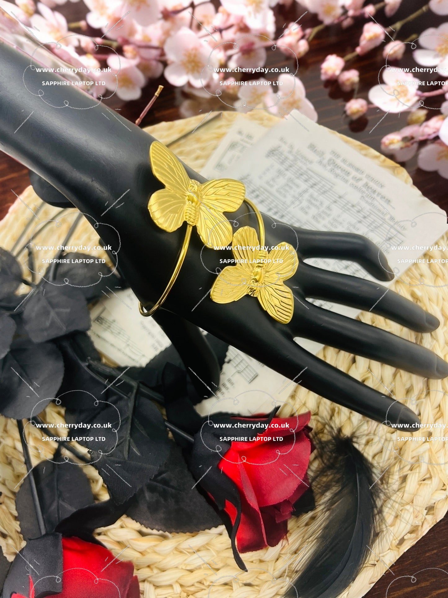 Gold butterfly metal bracelet