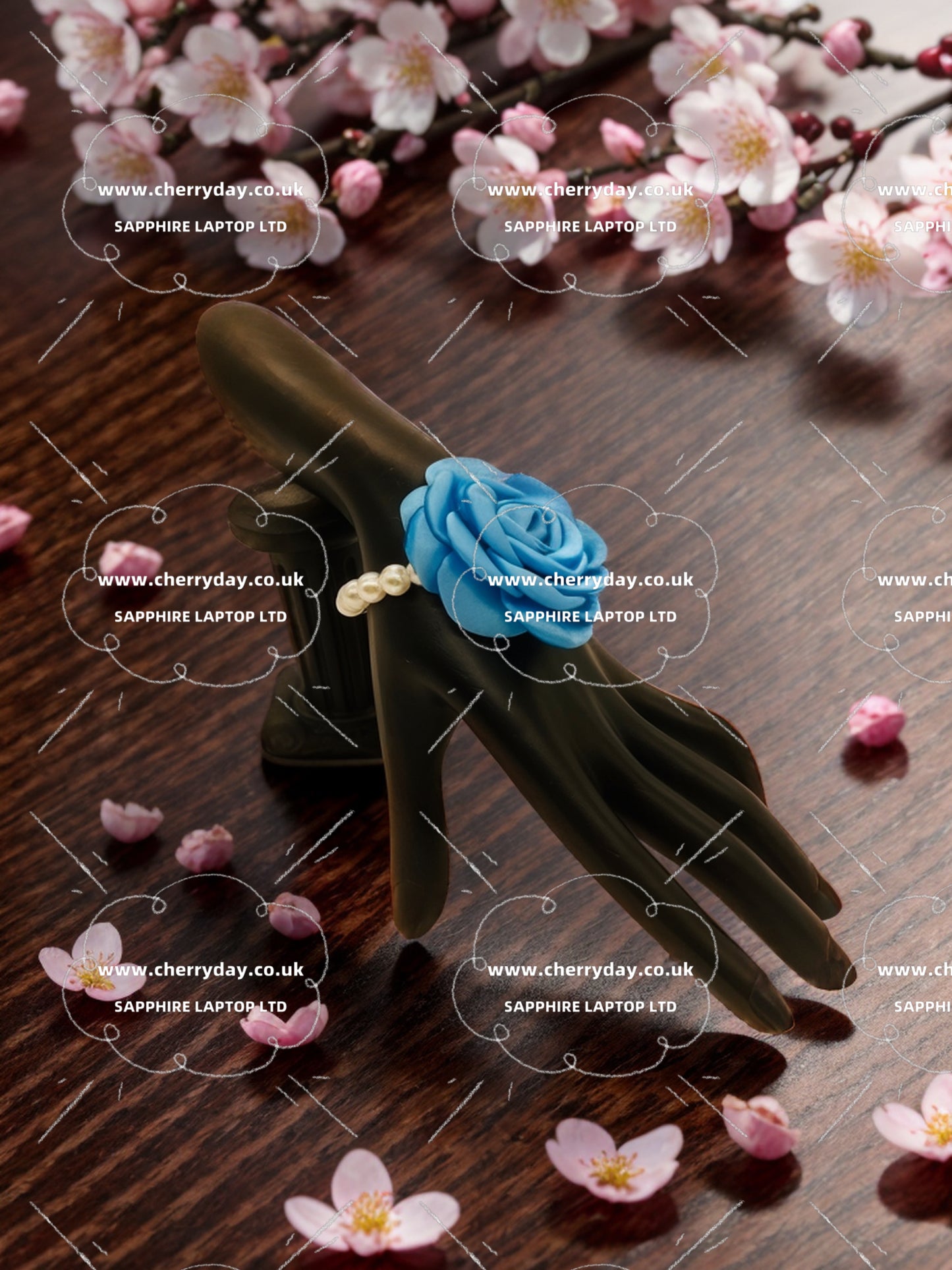 Colourful silk flower pearl bracelet