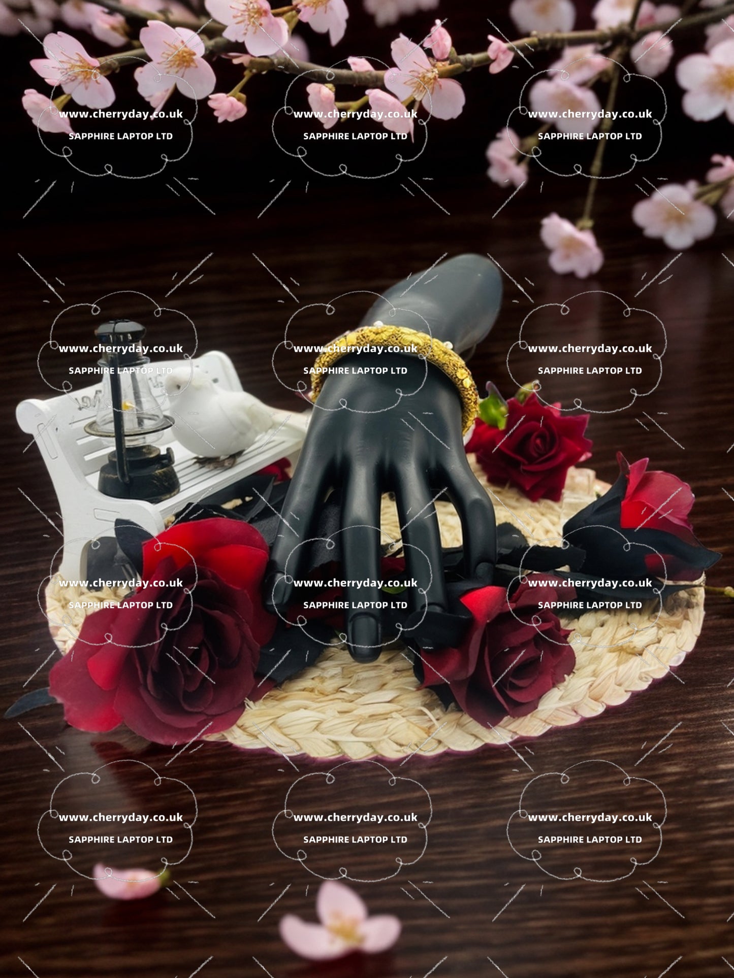Queen of the Goddess openwork floral pearl gold bracelet