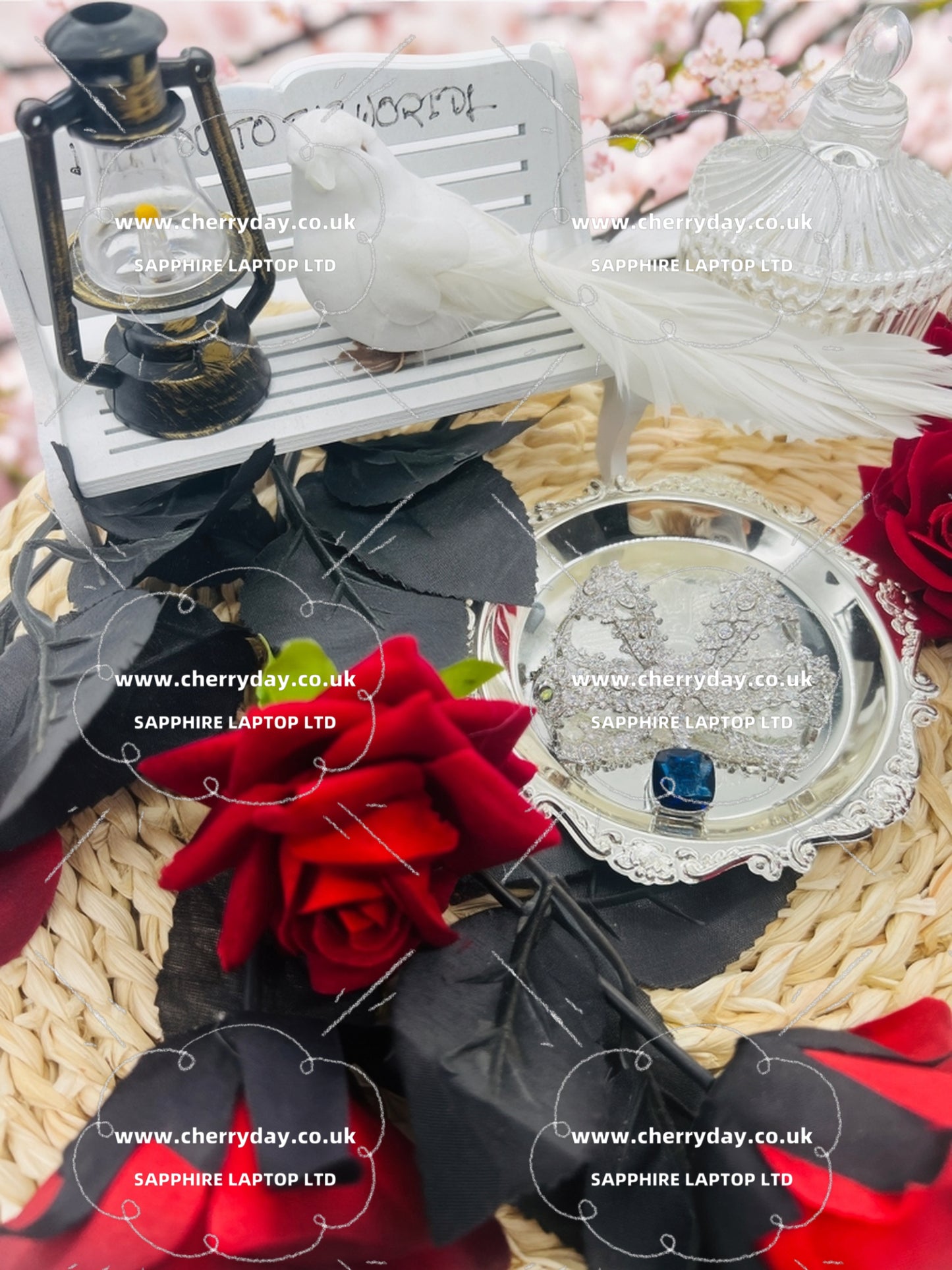 Athena Goddess of Beauty sapphire ribbon brooch