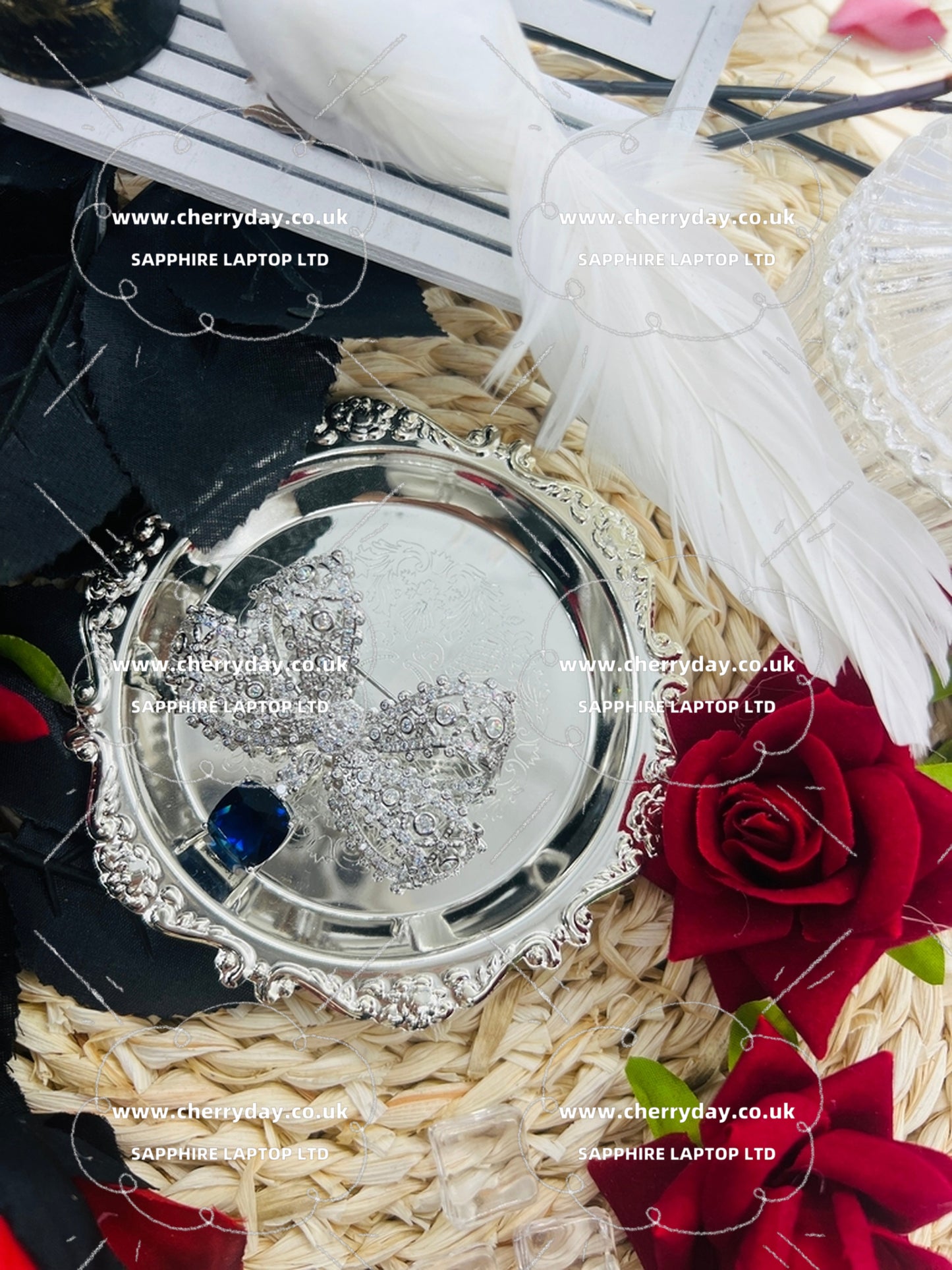 Athena Goddess of Beauty sapphire ribbon brooch