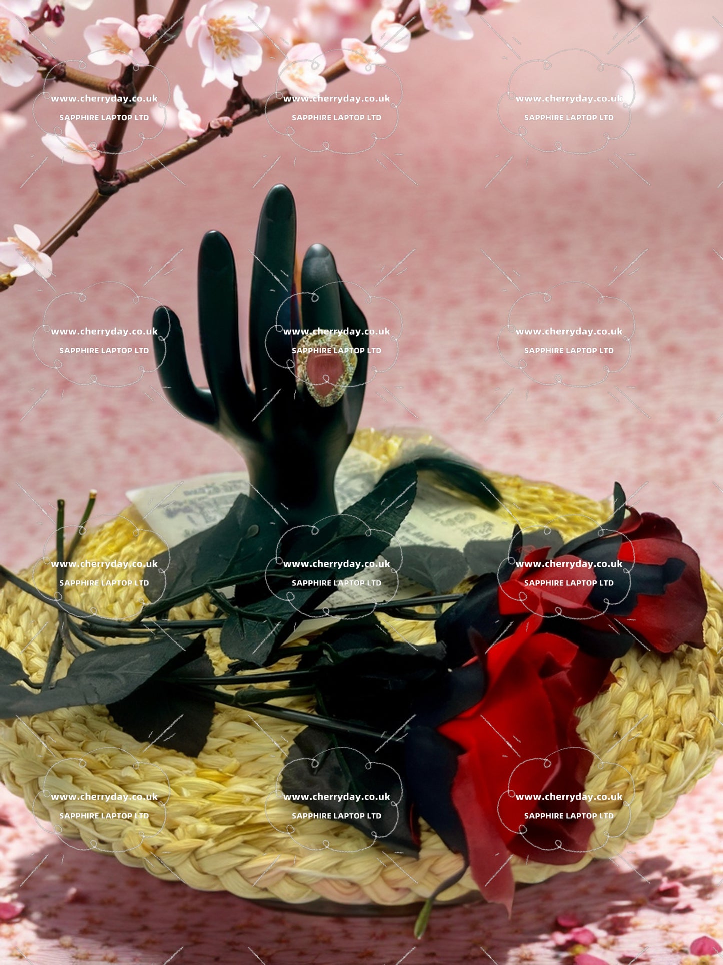 Sea of pink fog vintage ring