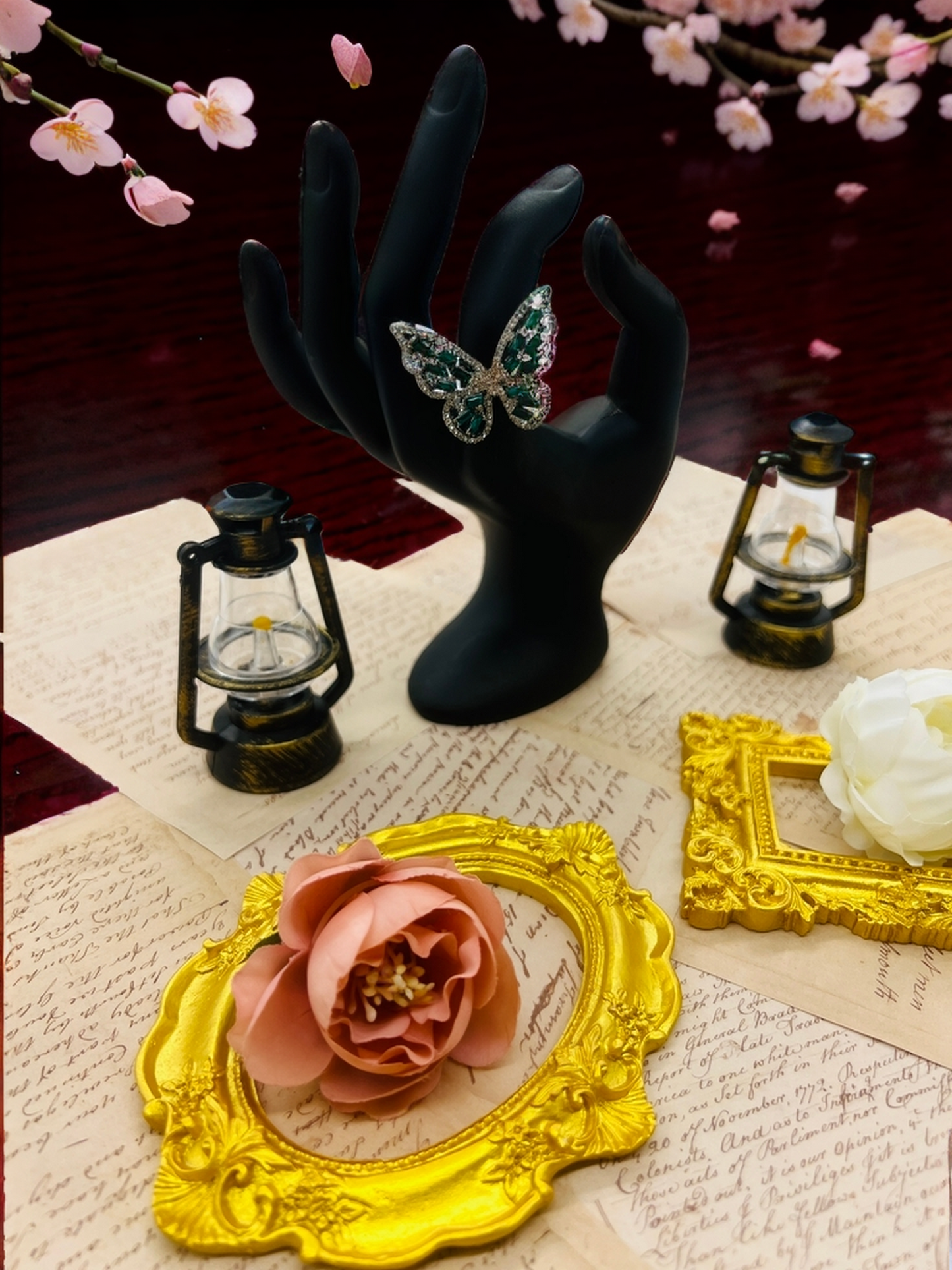 Butterfly ring for Green-Silver