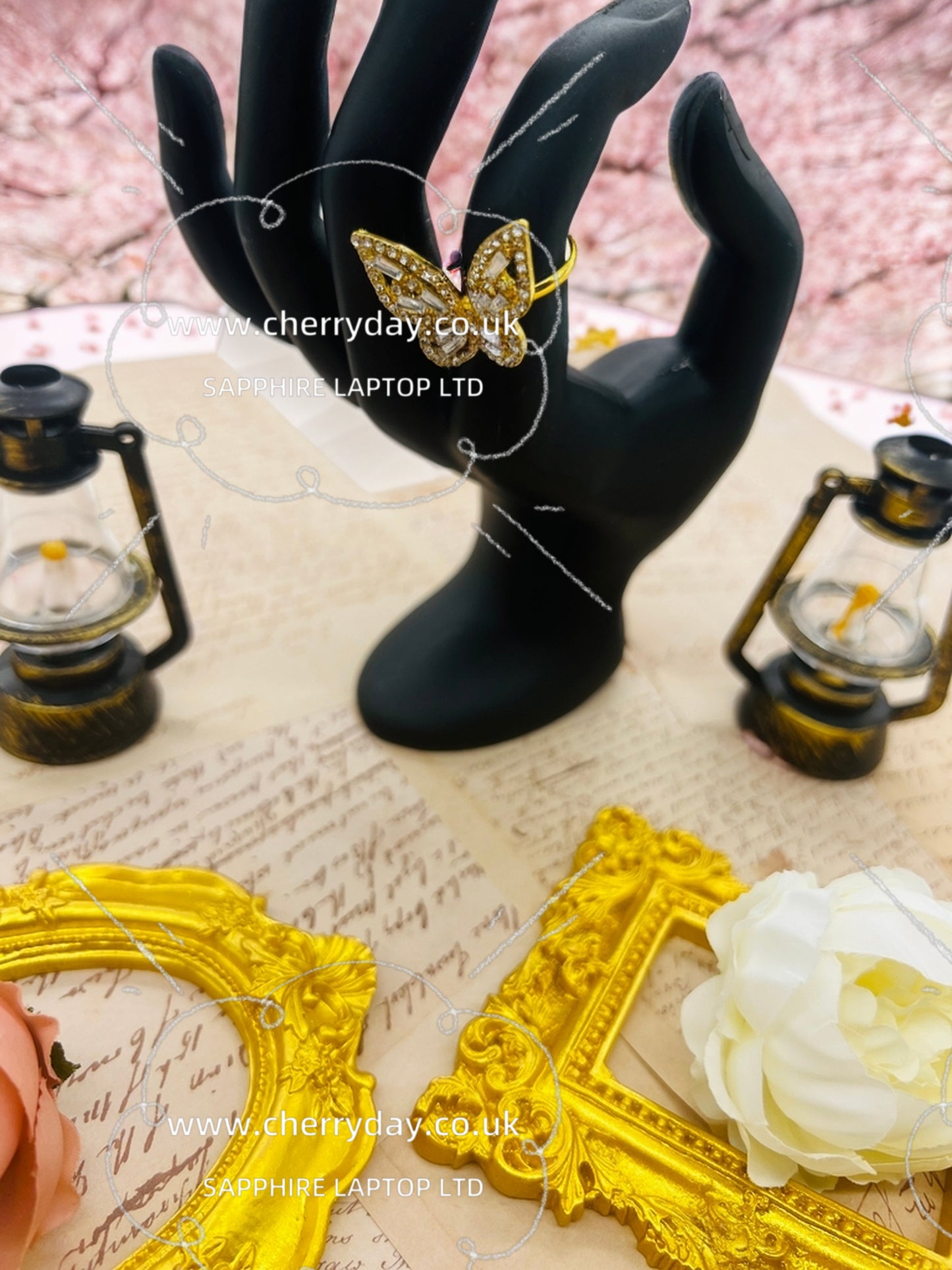 Butterfly ring for silver-gold small butterfly