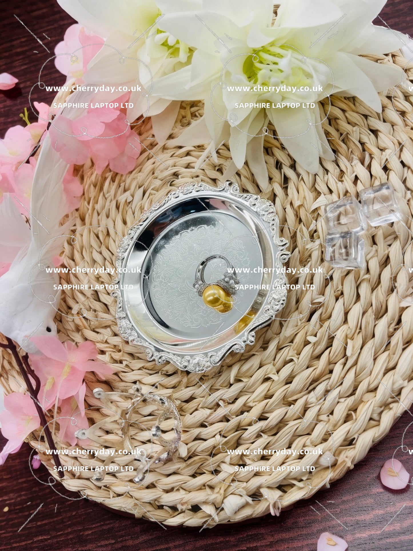 South Sea yellow pearl ribbon ring