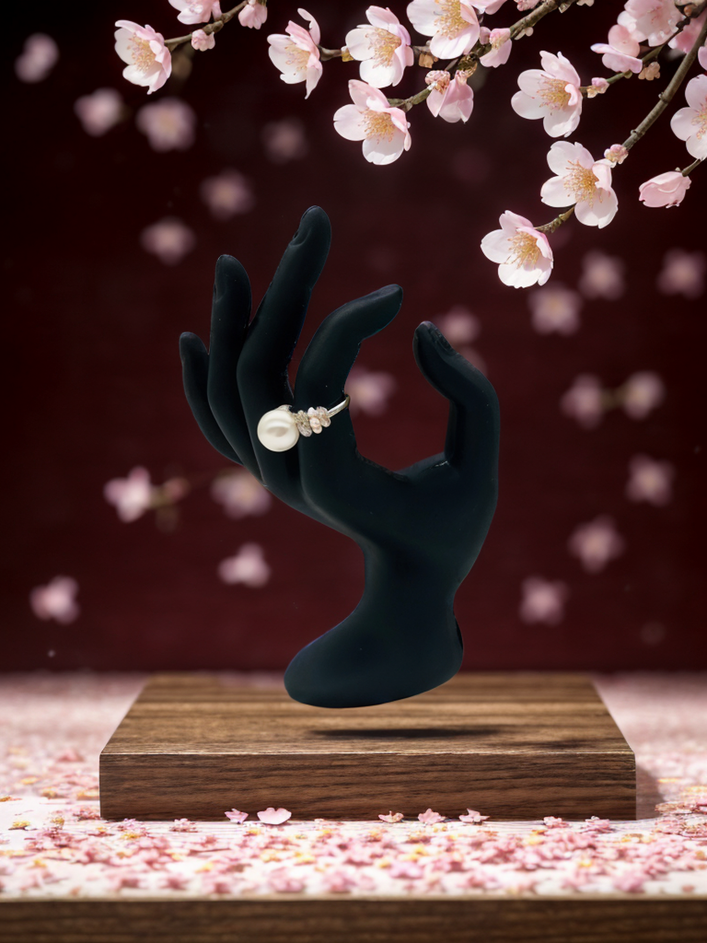 South Sea white pearl ribbon ring