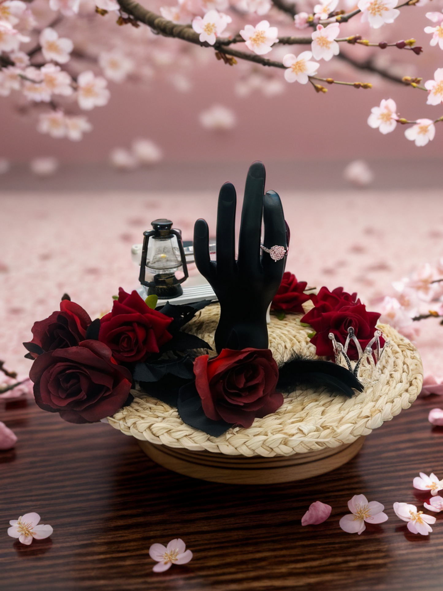 Pinkish small heart diamond ring