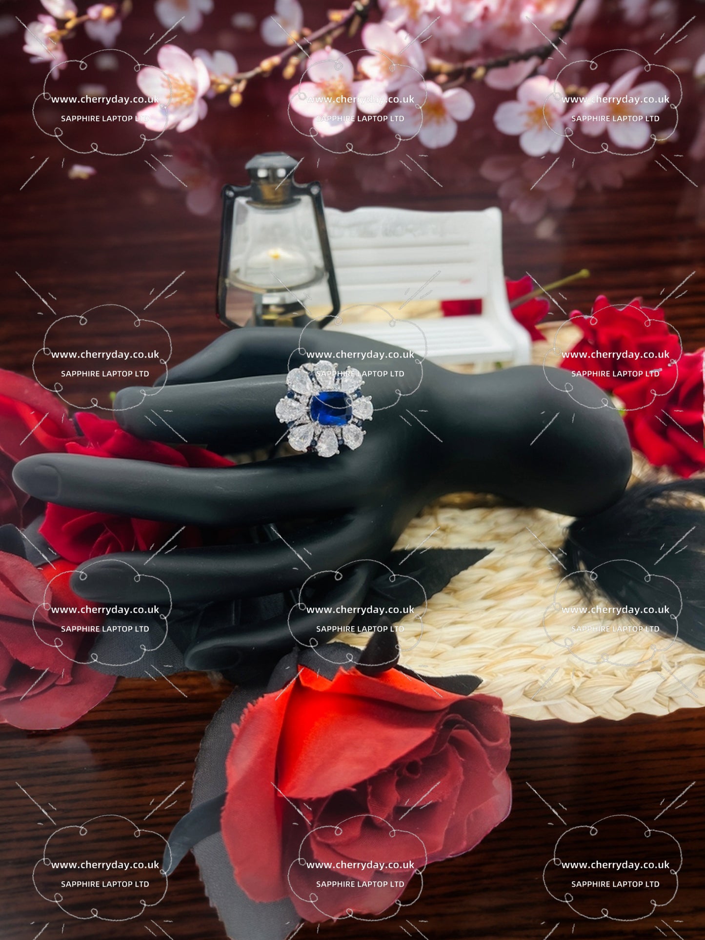 Sapphire gerbera ring