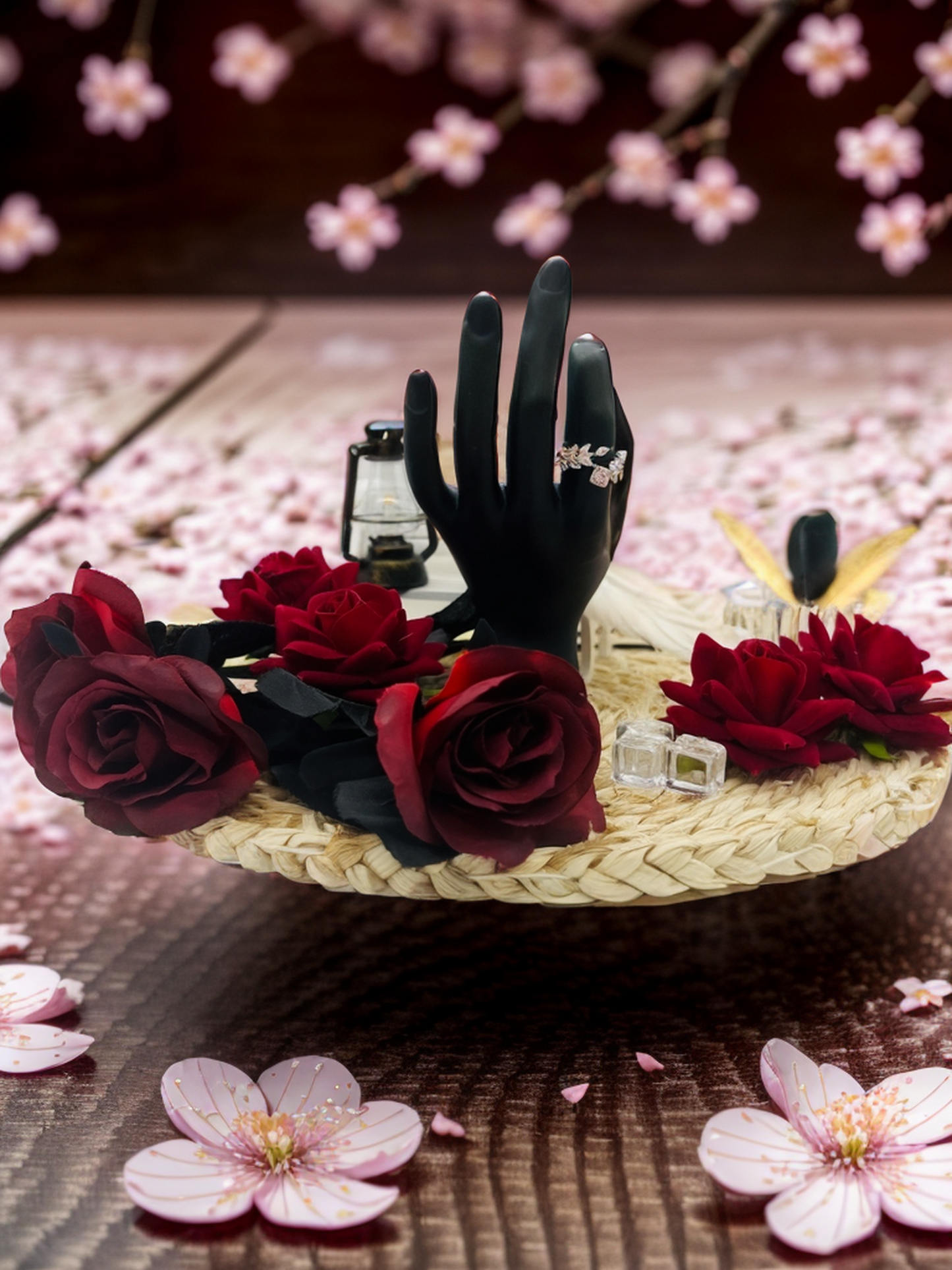 Pink diamond garland ring