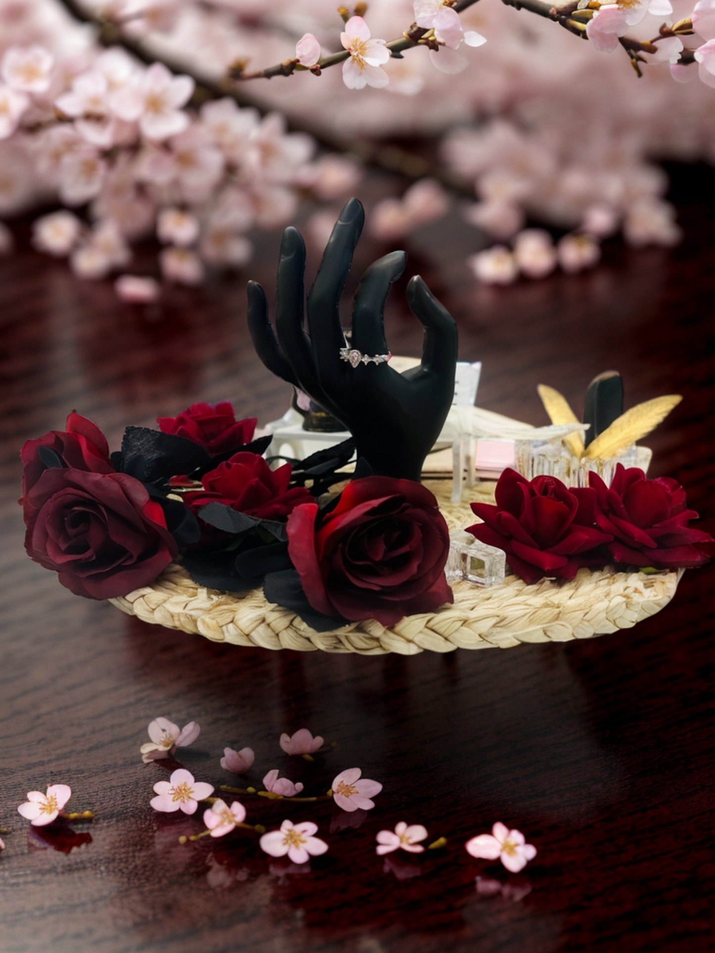 Pink diamond star wreath ring