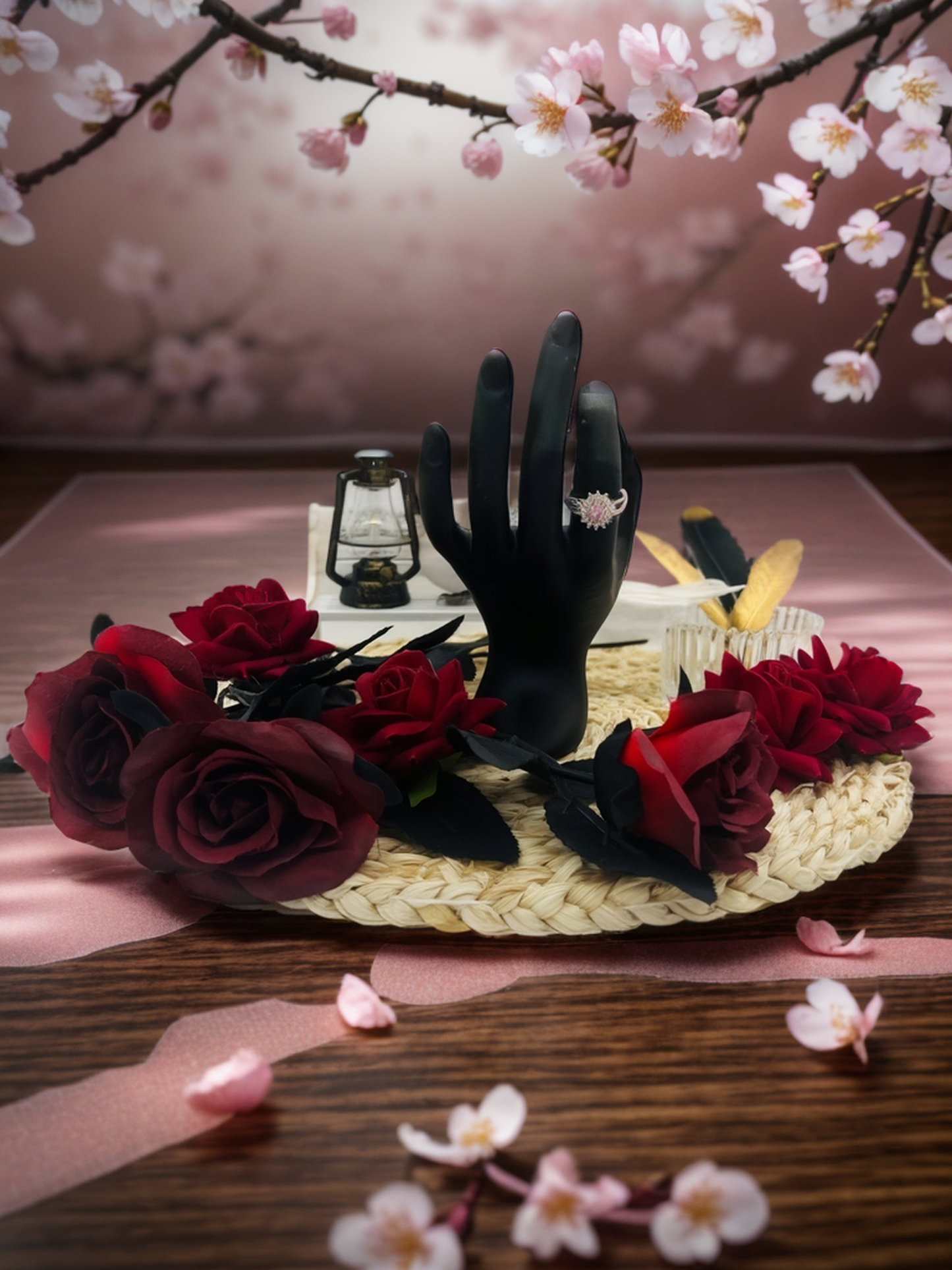 Pink diamond sunflower ring