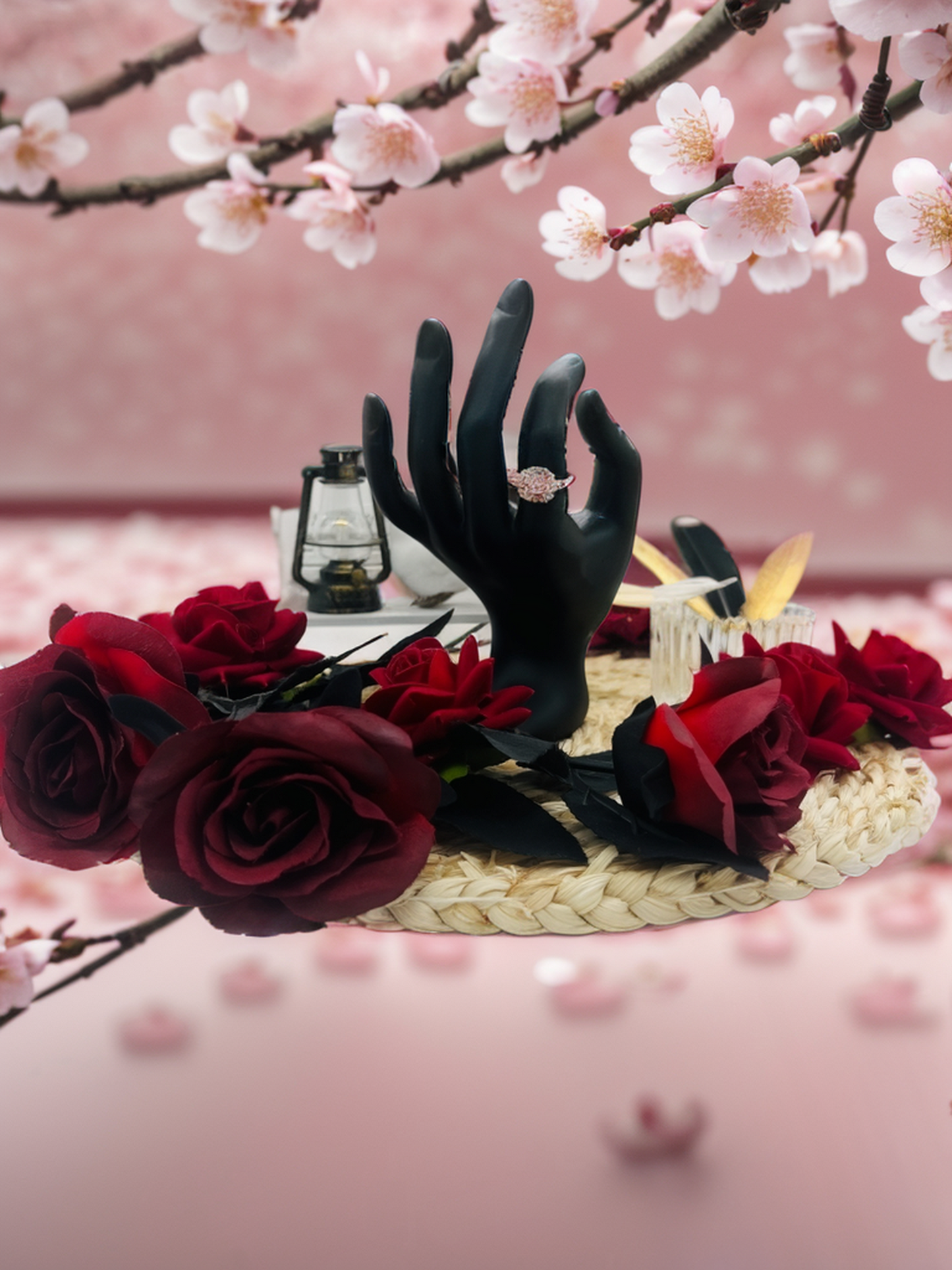 Pink diamond sugar cube ring
