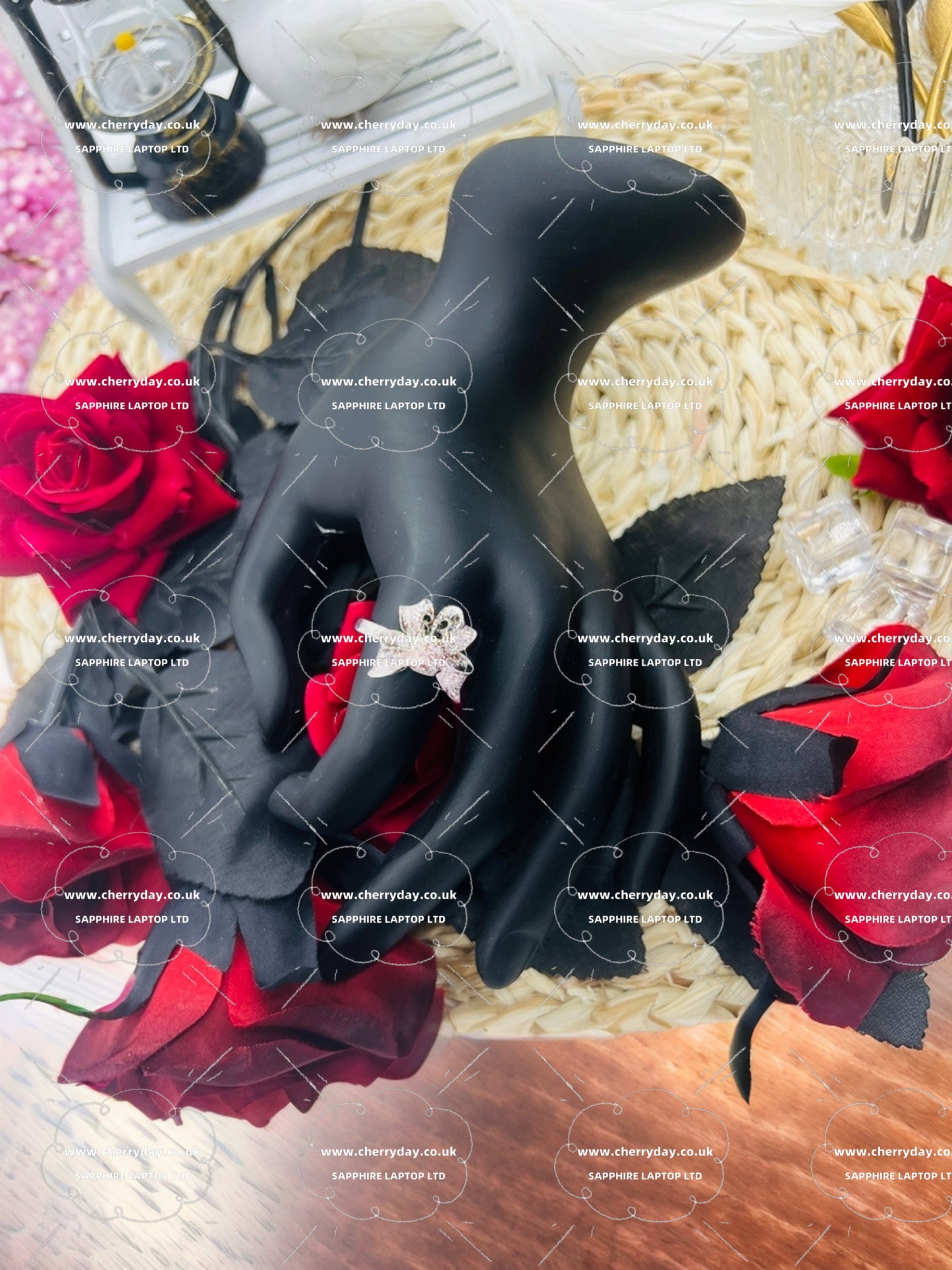 Pink diamond bow ring