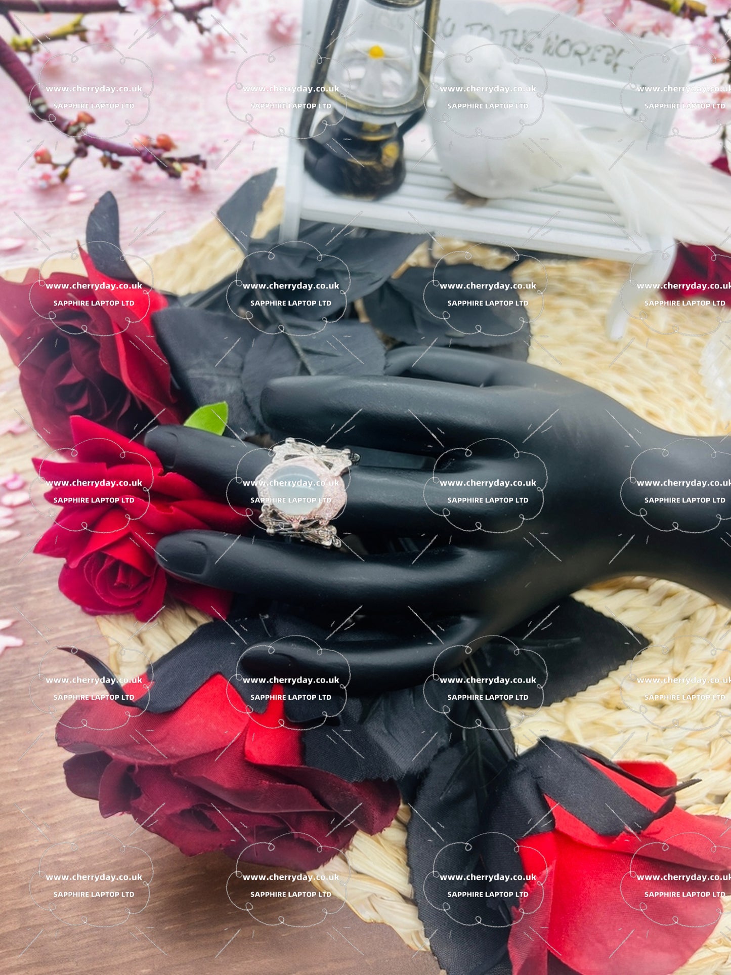 Moonstone jade trigger ring