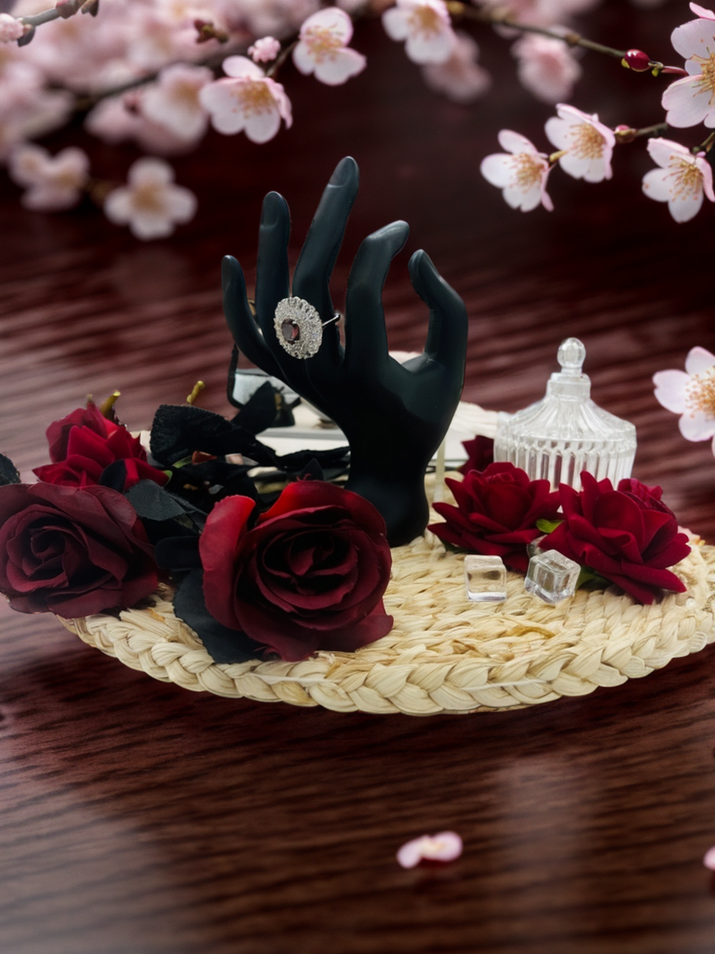 Ruby chrysanthemum diamond ring