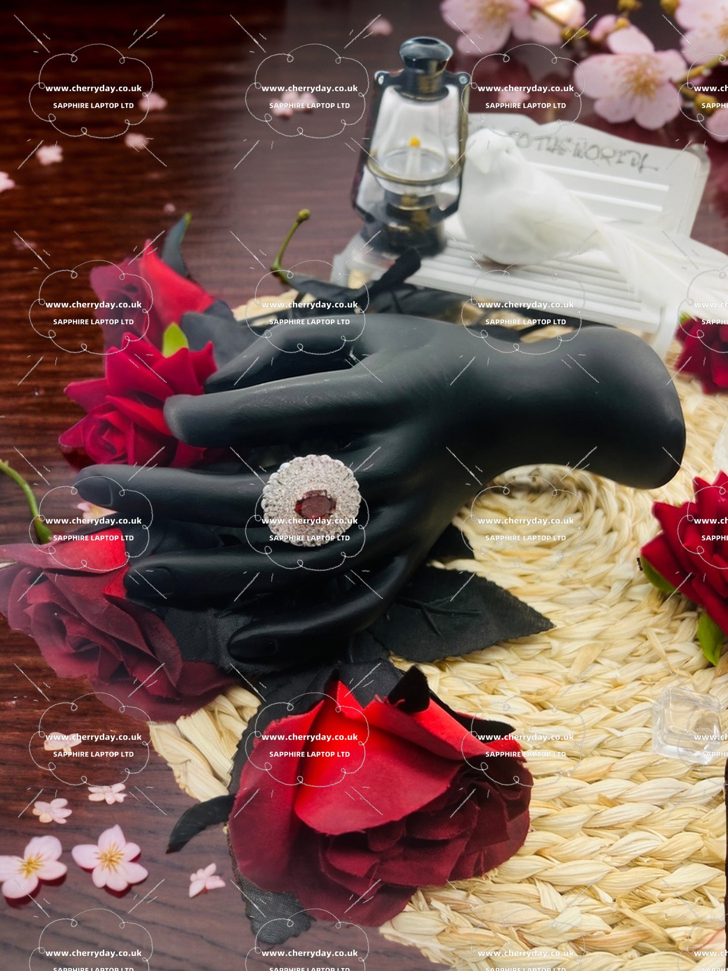 Ruby chrysanthemum diamond ring