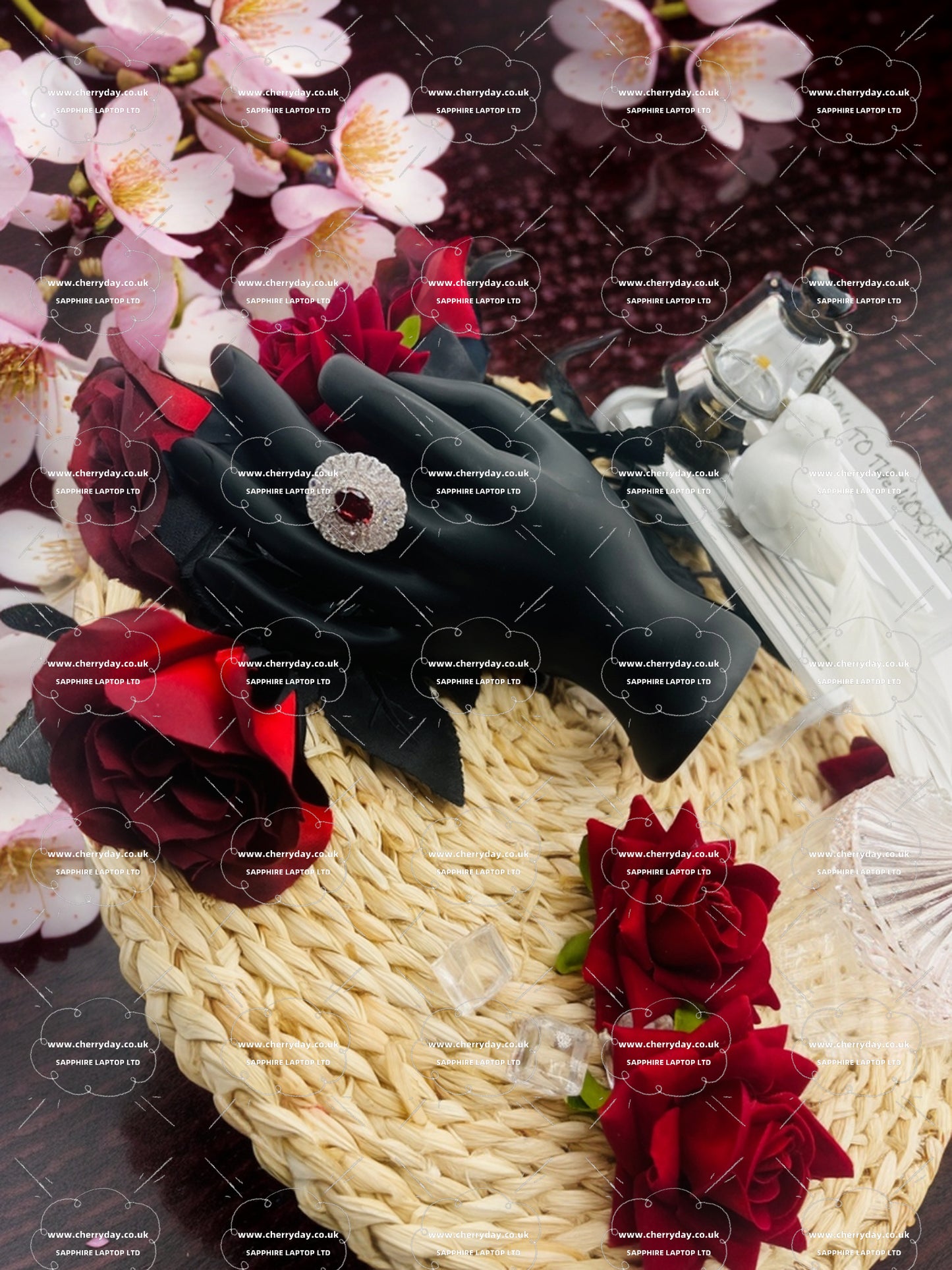 Ruby chrysanthemum diamond ring