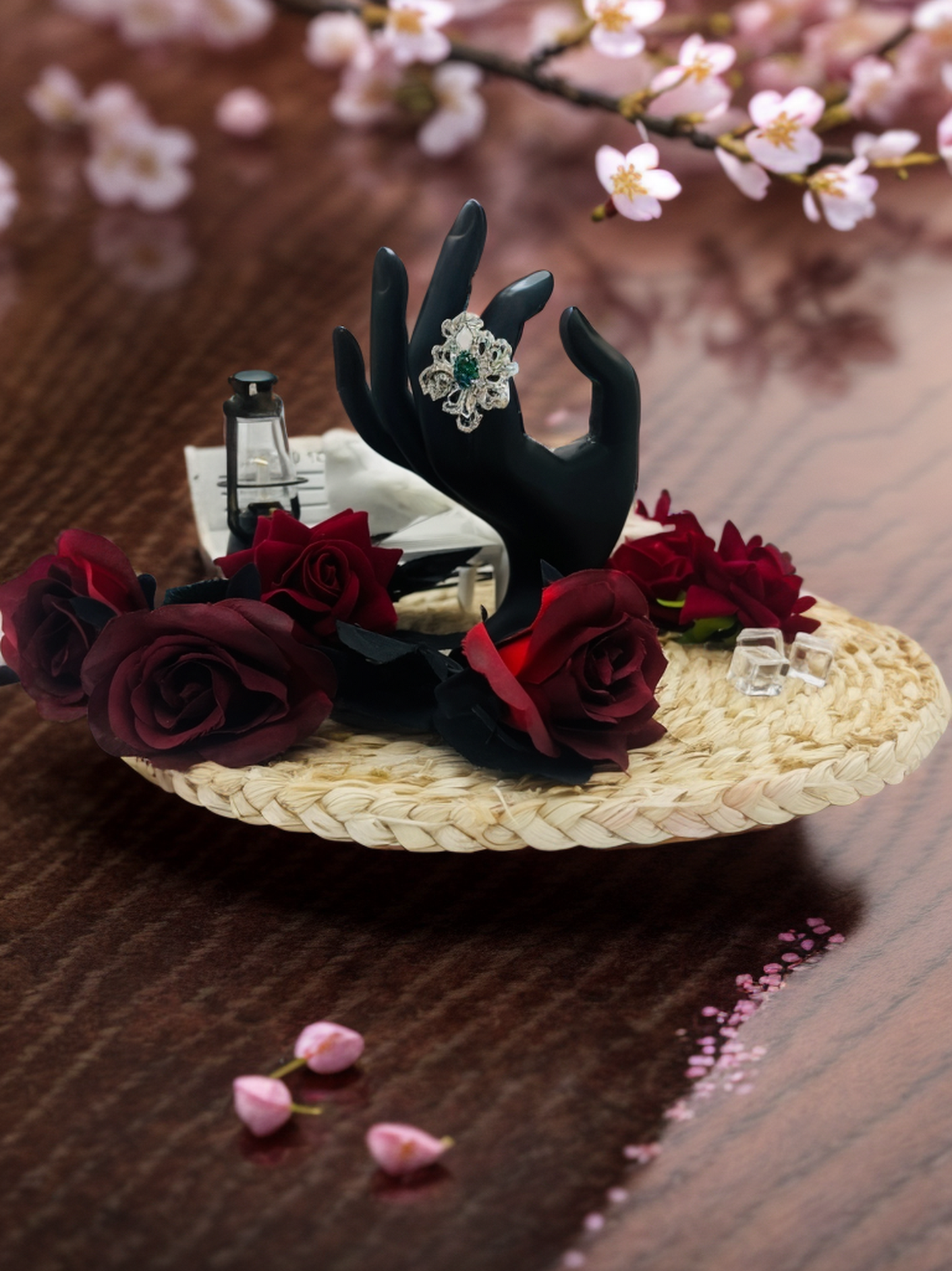 Emerald floral ring